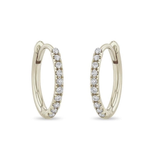 12mm Hinged Pave Huggie Hoops