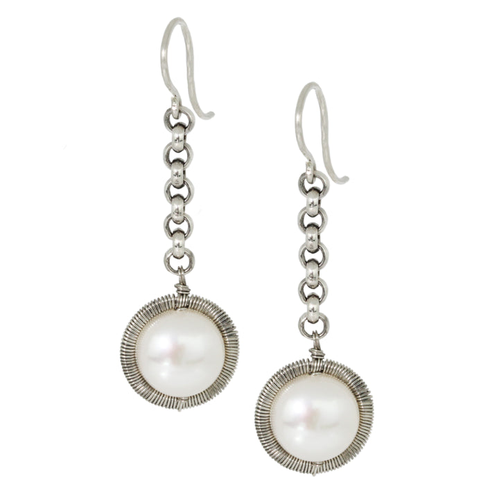 Chain Pearl Drop Earrings