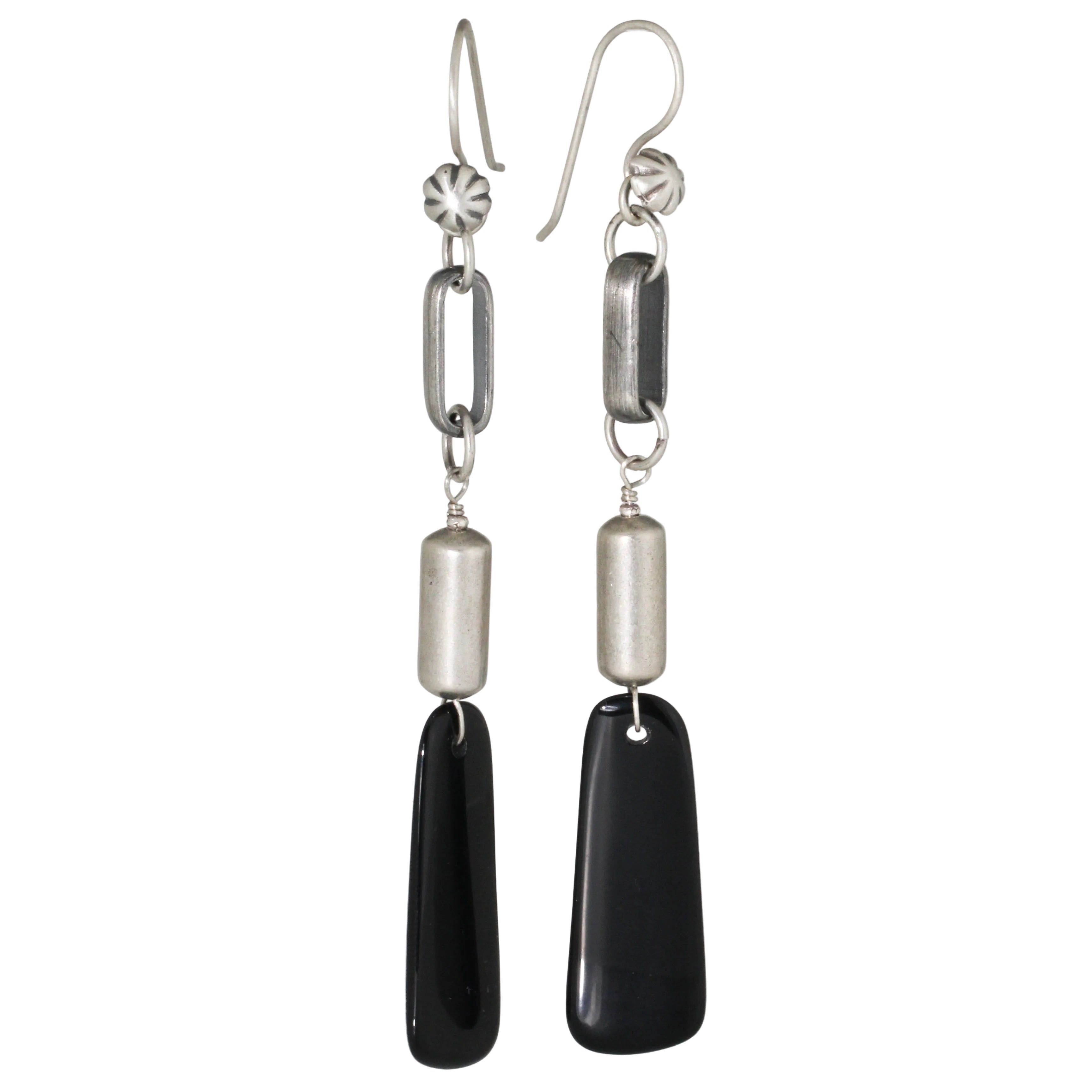 Long Black Jet + Links Earrings