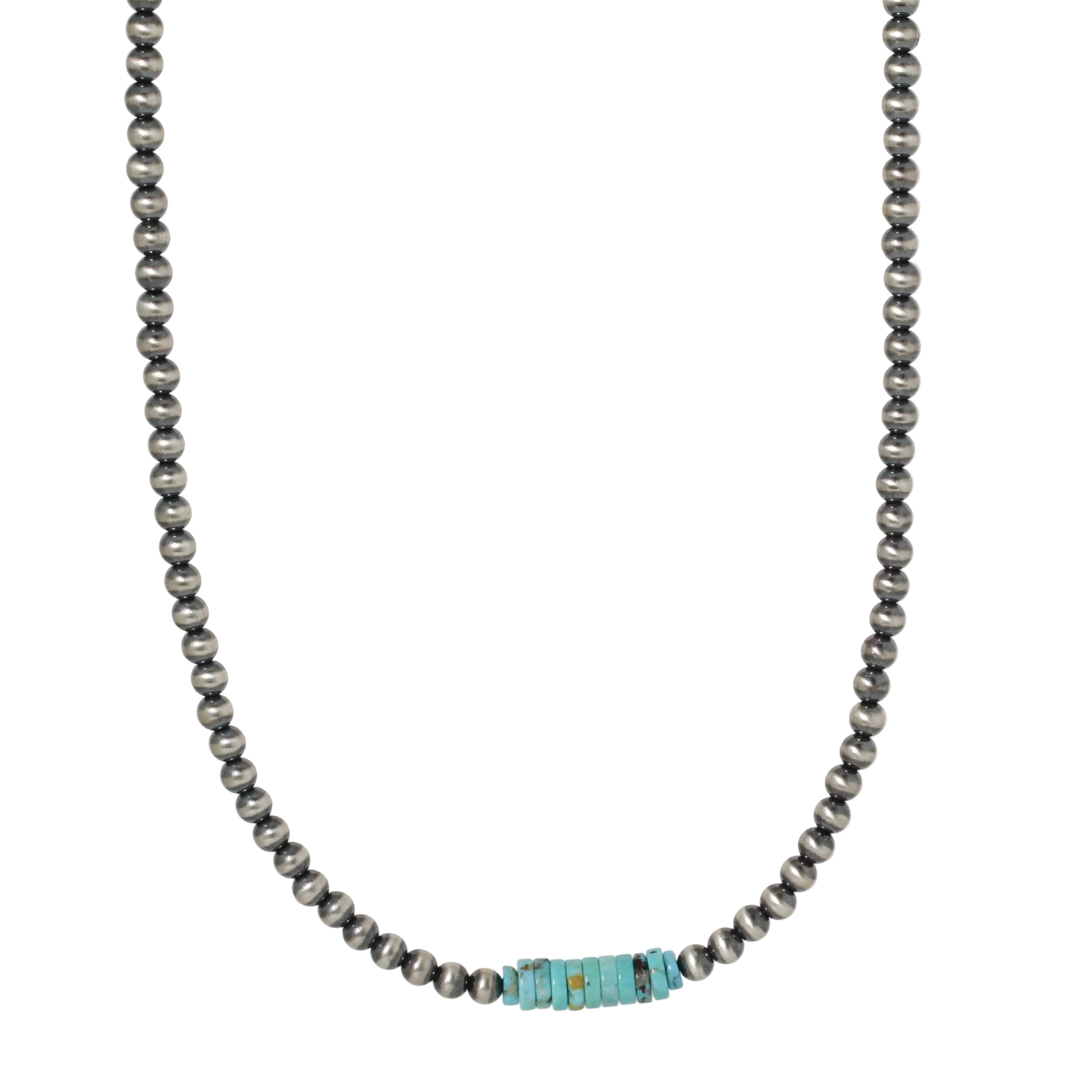 3mm Navajo Pearl + Stacked Turquoise Necklace