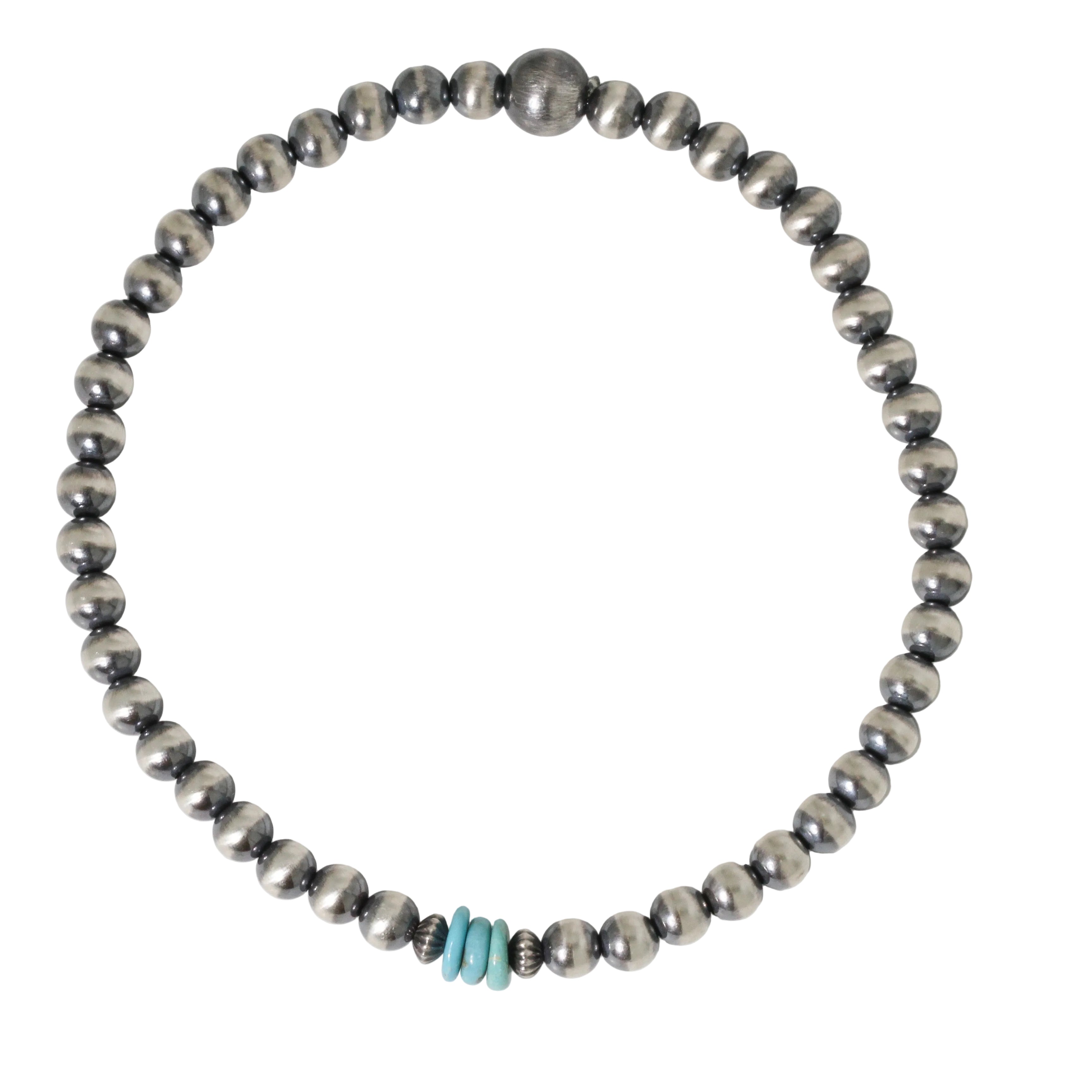 Navajo Pearl + Stacked Blue Turquoise Bracelet