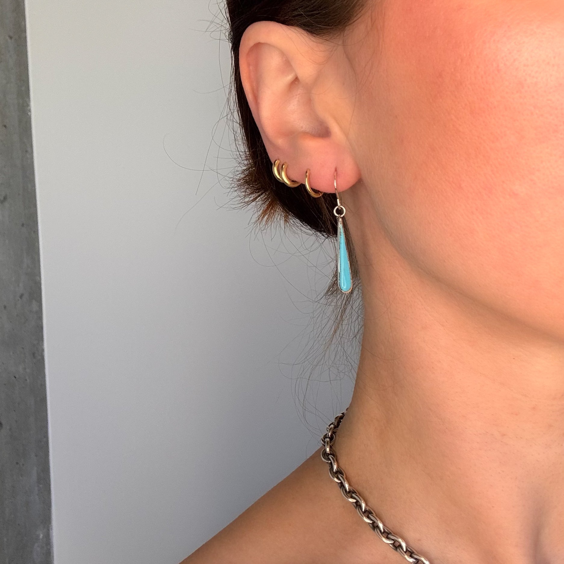 Slim Teardrop Turquoise Earrings