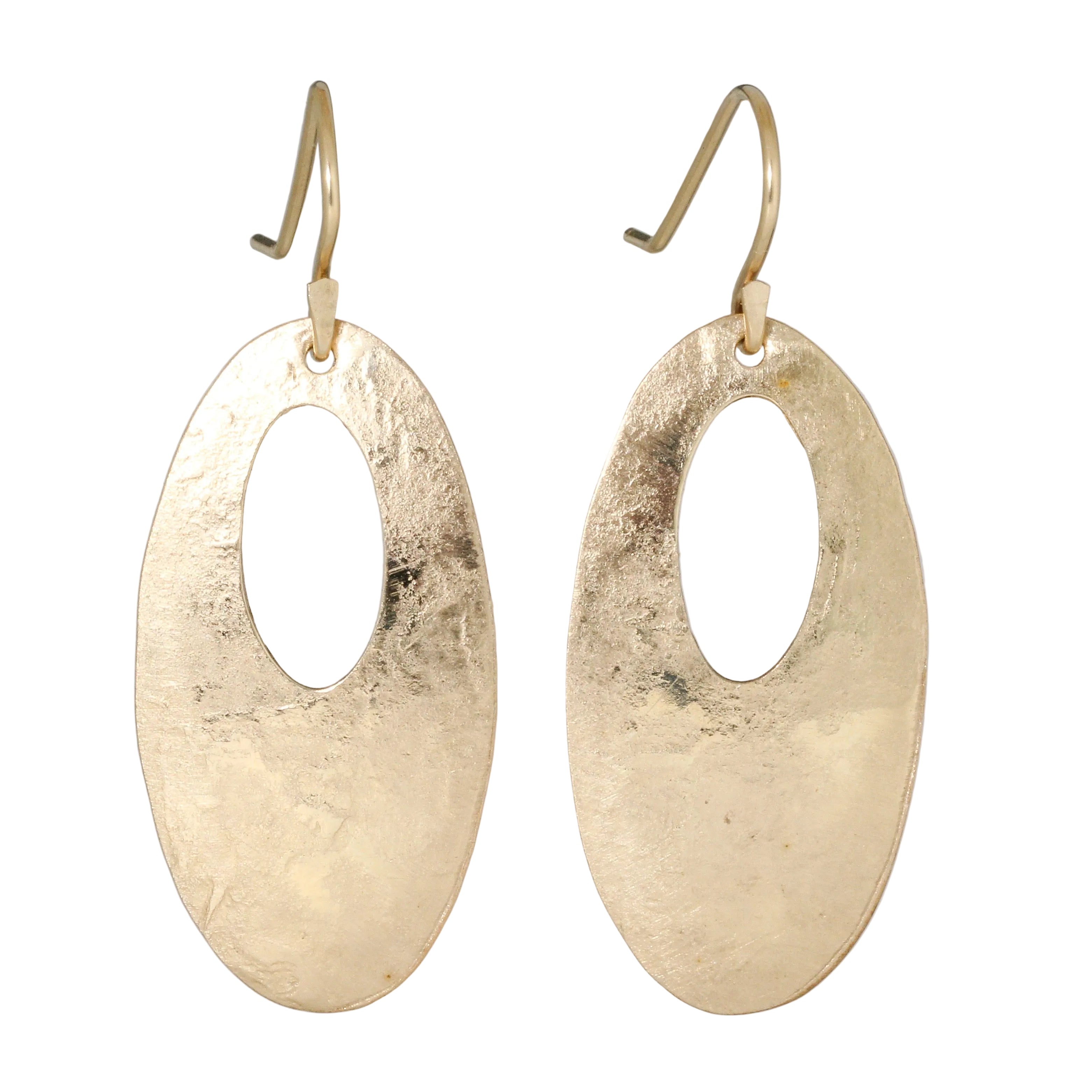 Hammered Cutout Open Oval Earrings