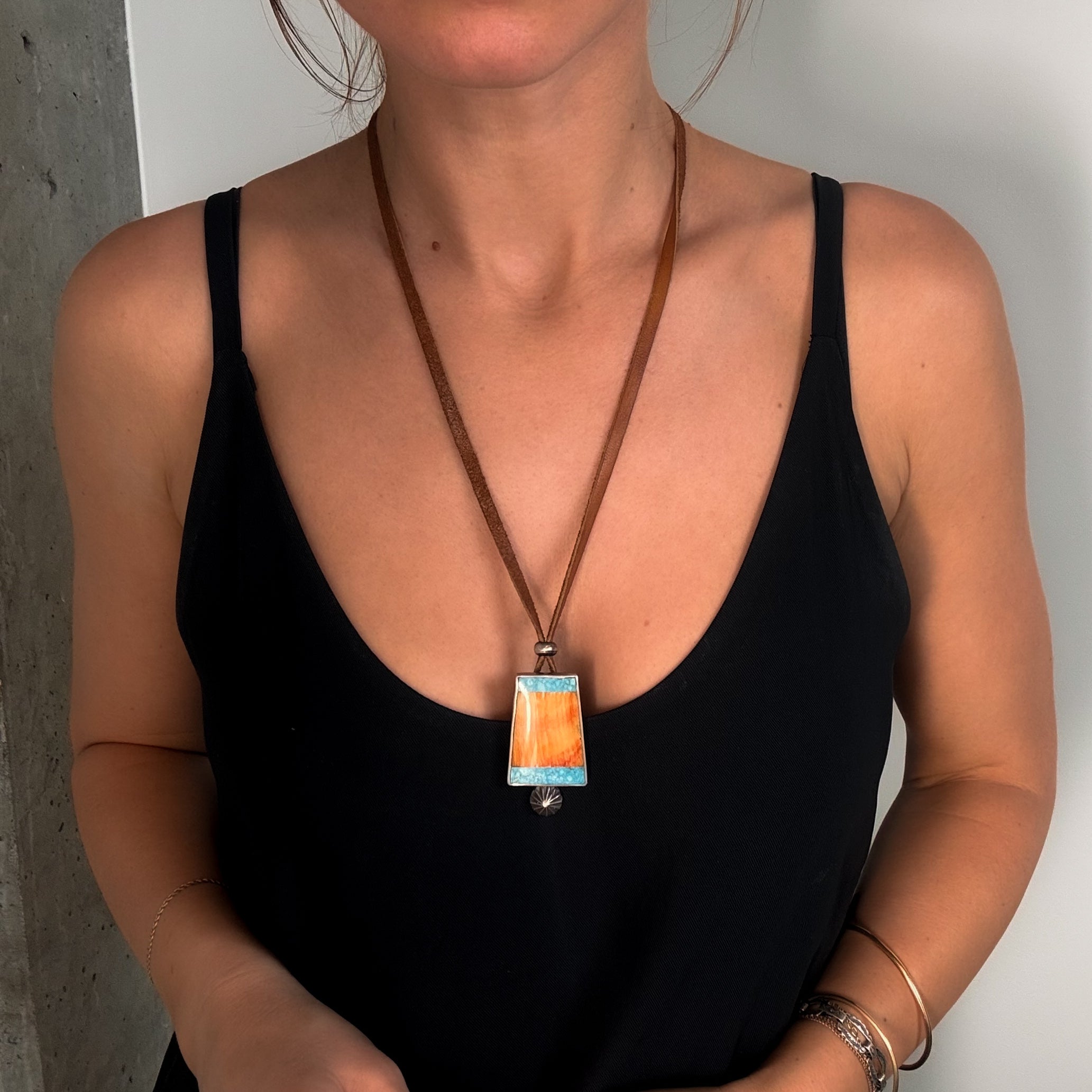 Jesse Robbins Spiny Oyster Mosaic Necklace