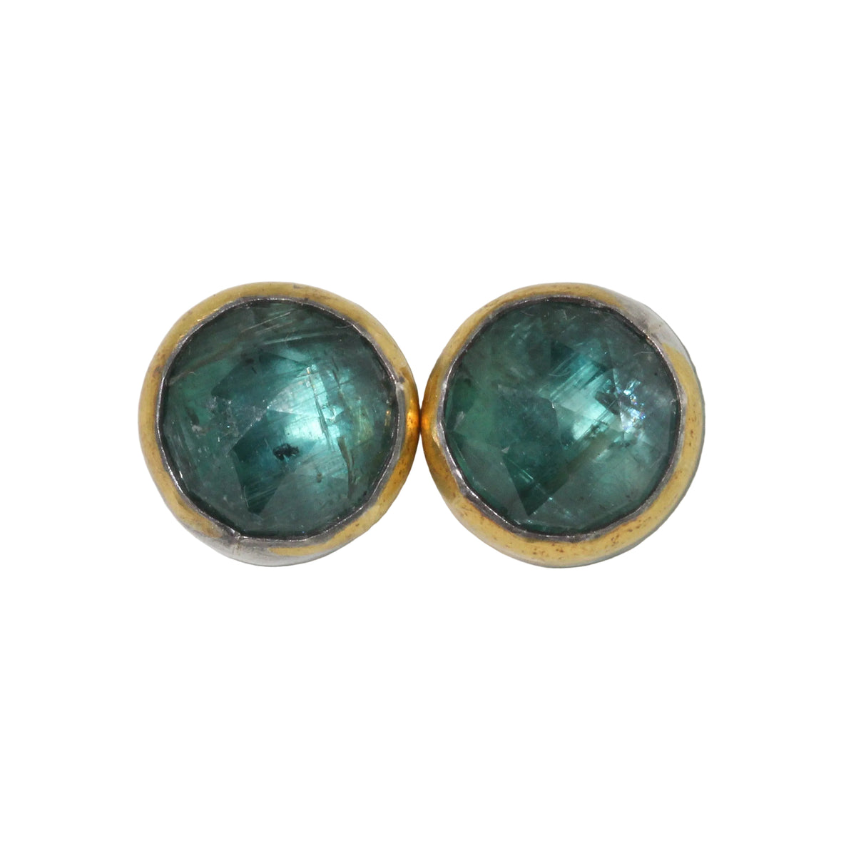 Green Kyanite Crescent Stud Earrings