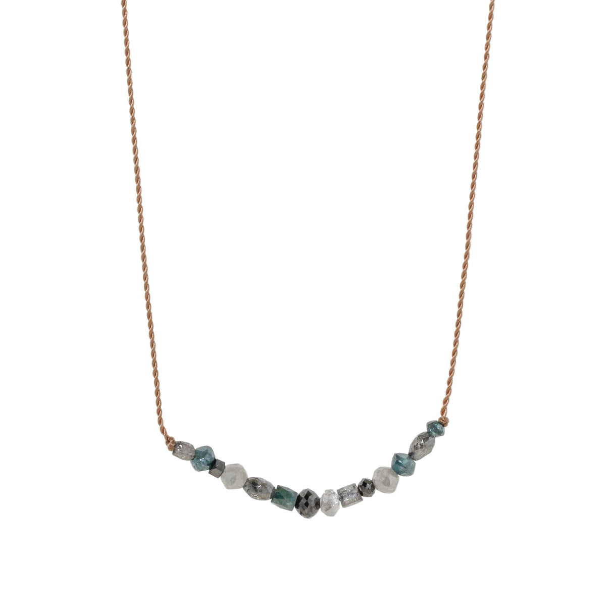 Blue + Grey Mix Diamond Bar Necklace