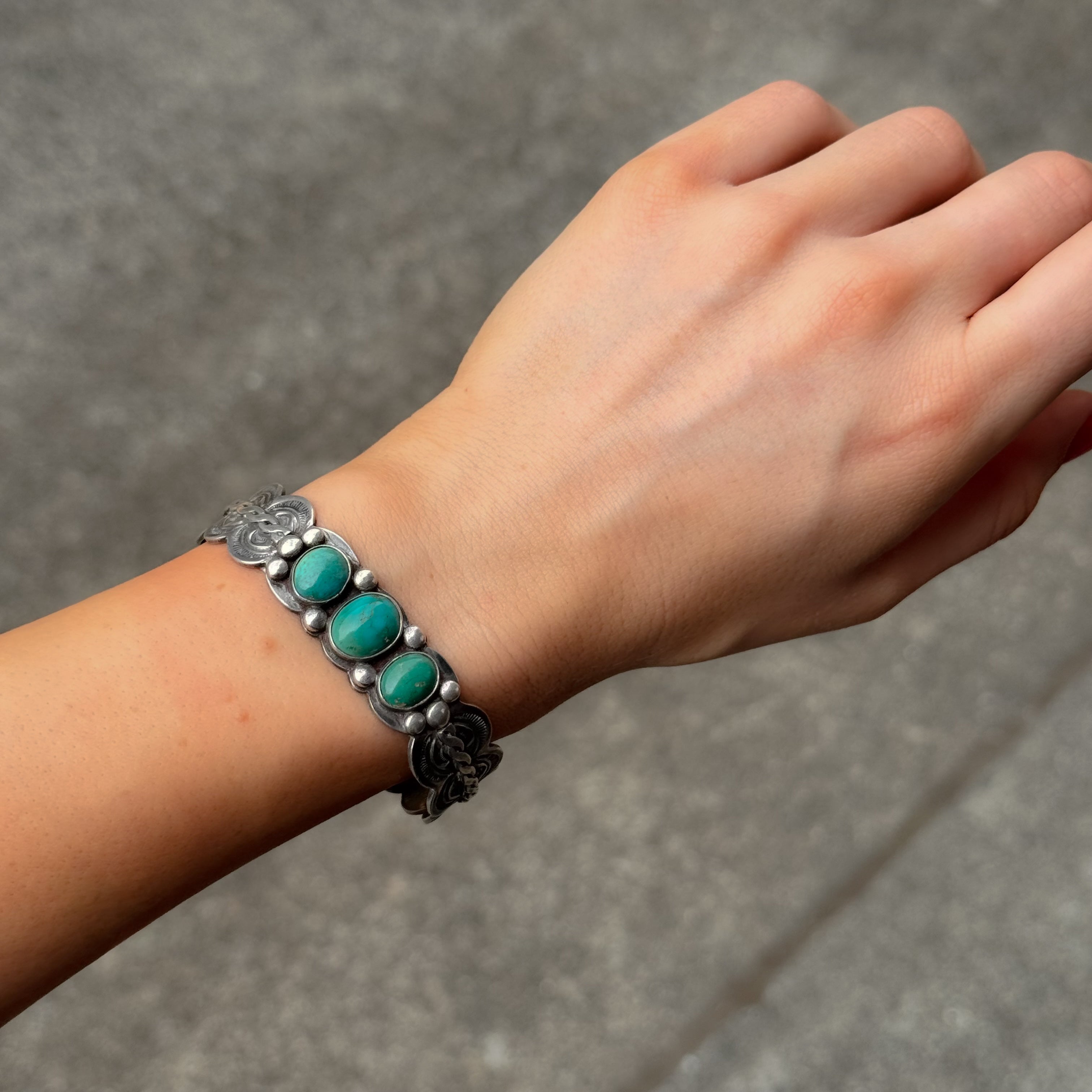 Vintage Triple Turquoise Cuff Bracelet