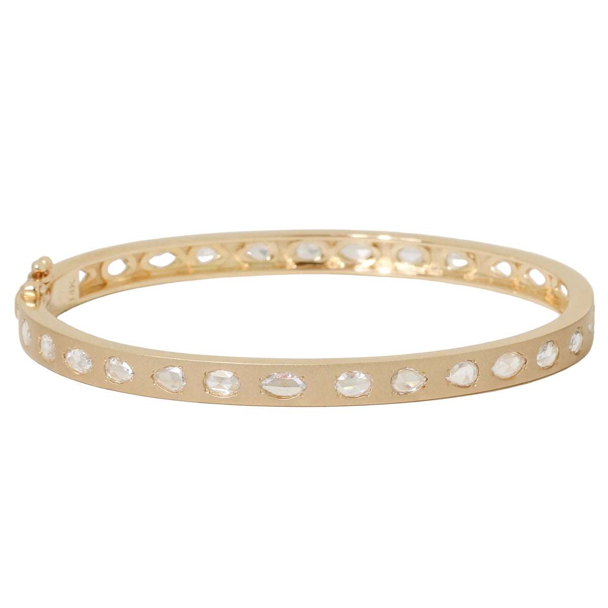 Rose-Cut Diamond Hinged Bangle Bracelet