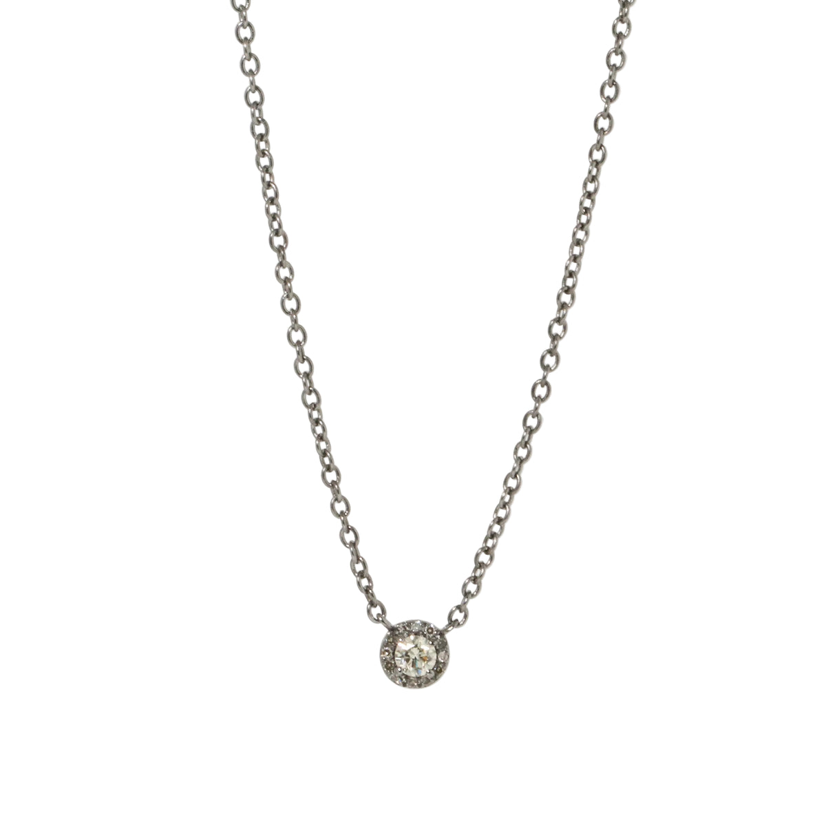Mini Diamond Halo Necklace