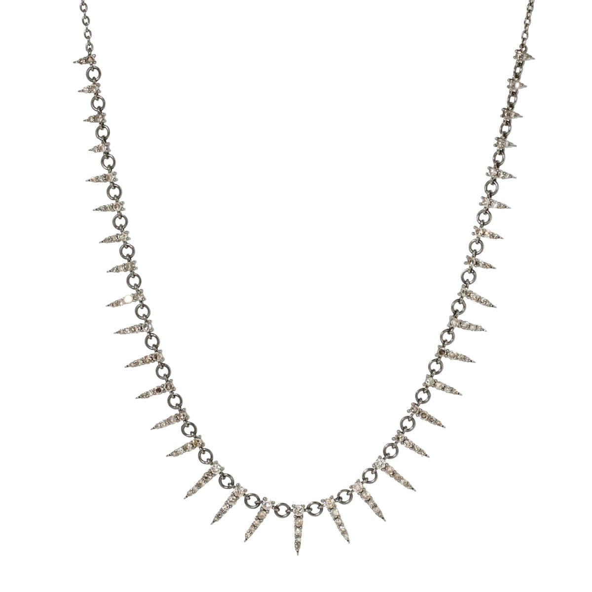 Sterling Silver Mini Spike Diamond Necklace