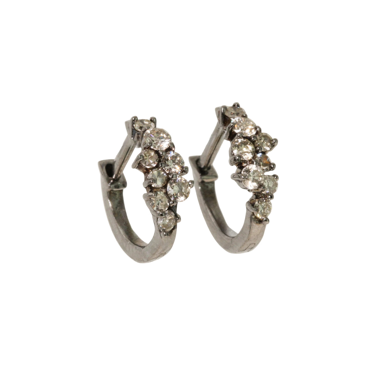 Scattered Diamond Huggie Hoop Earrings