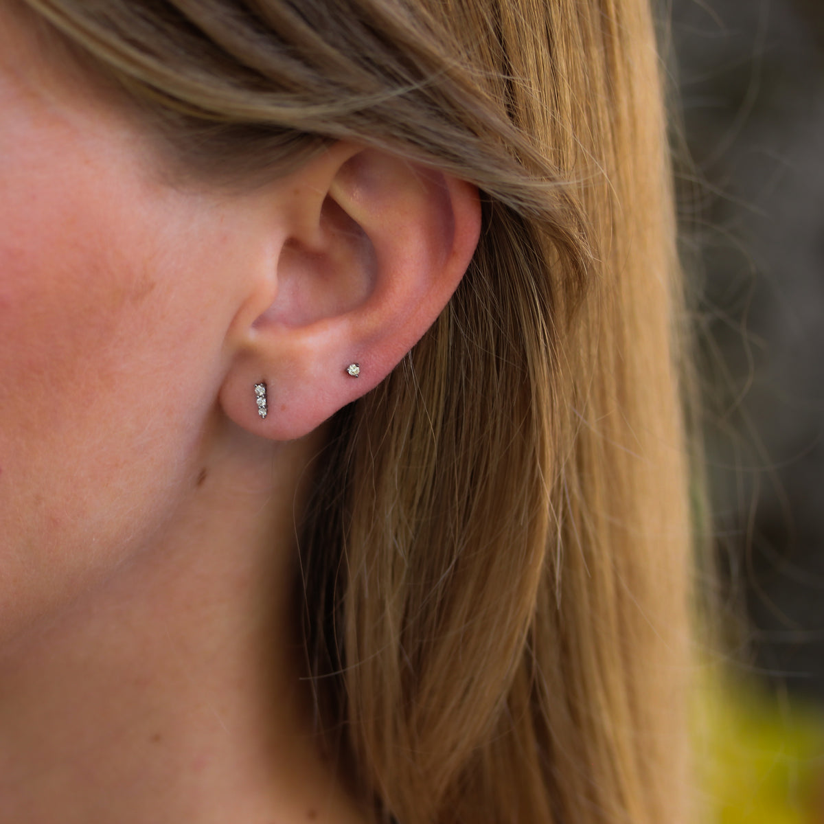 Graduated Champagne Diamond Stud Earrings