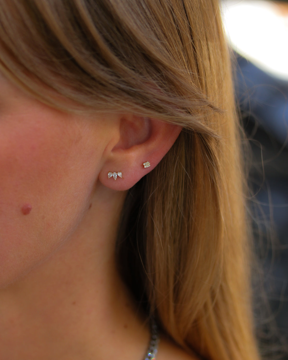 Diamond Cluster Stud Earrings