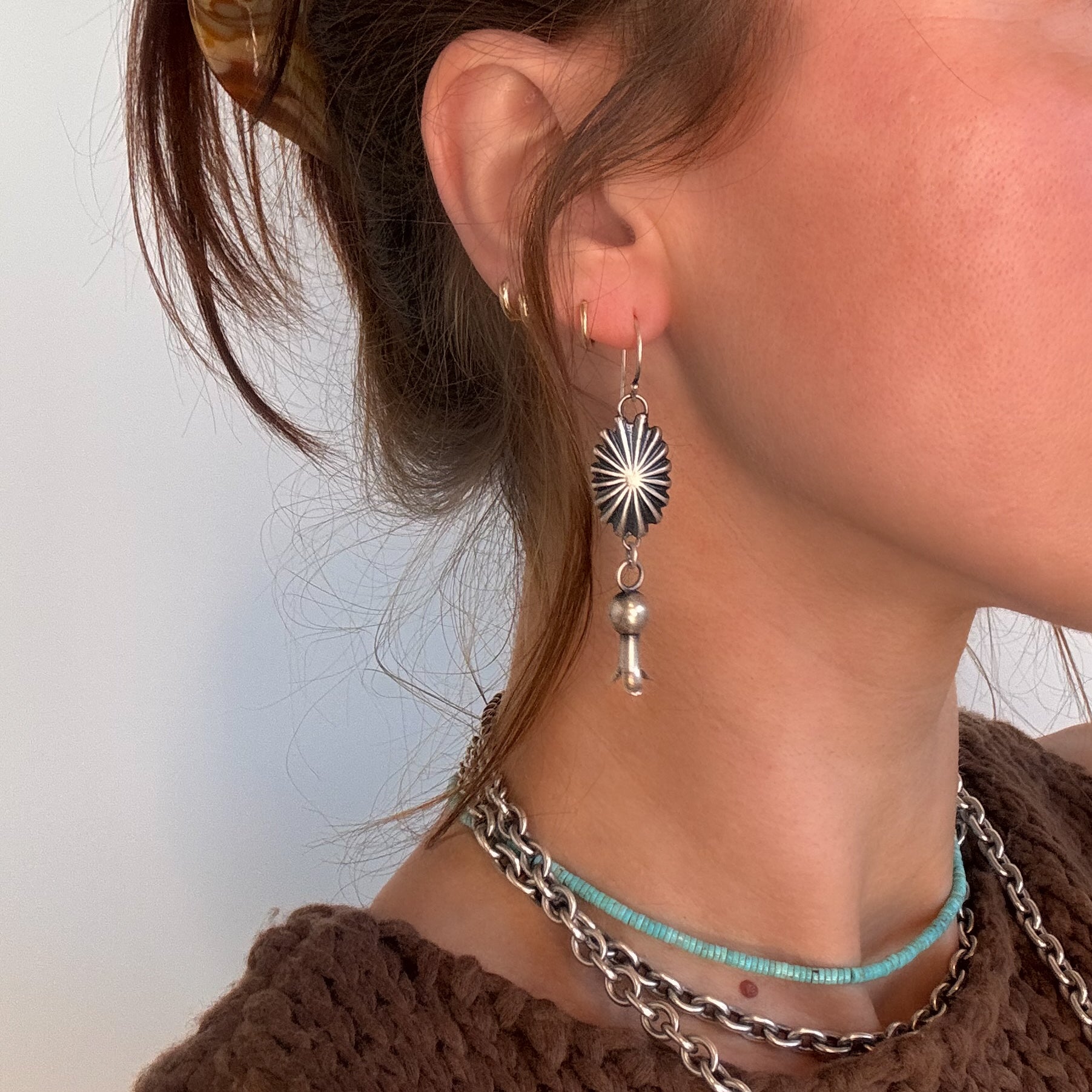 Revival Concha + Squash Blossom Earrings