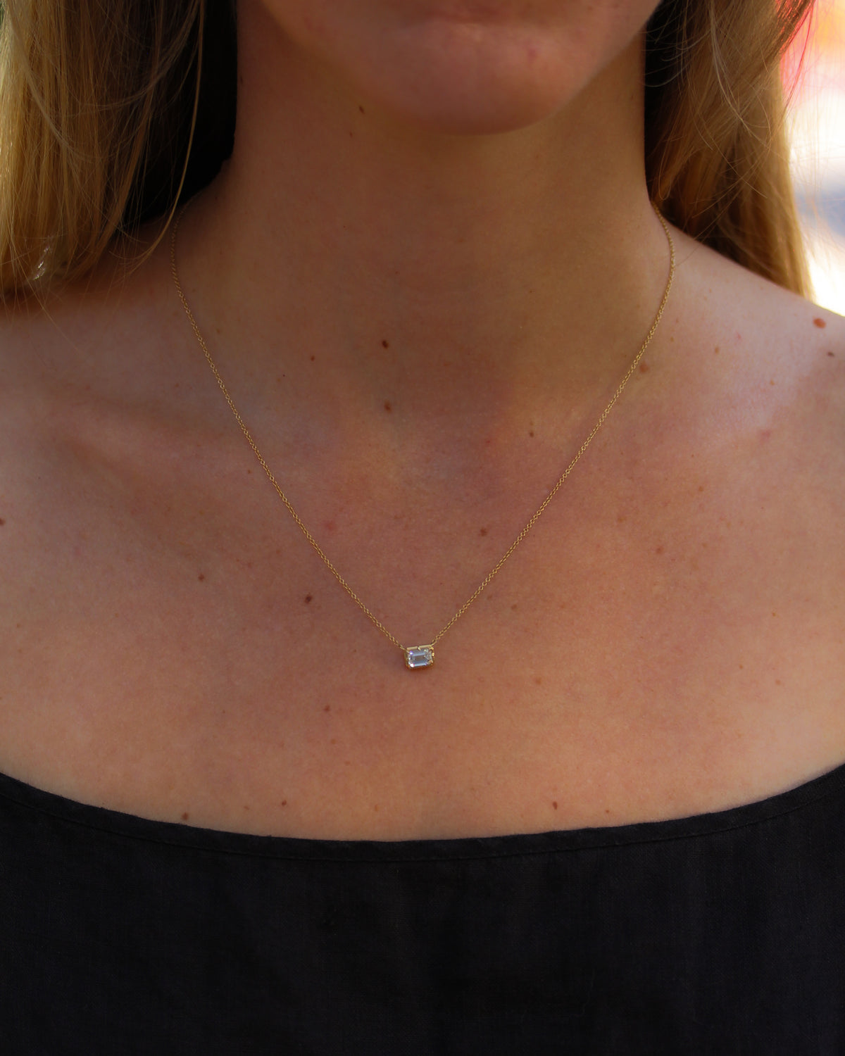 Emerald Cut Diamond Necklace