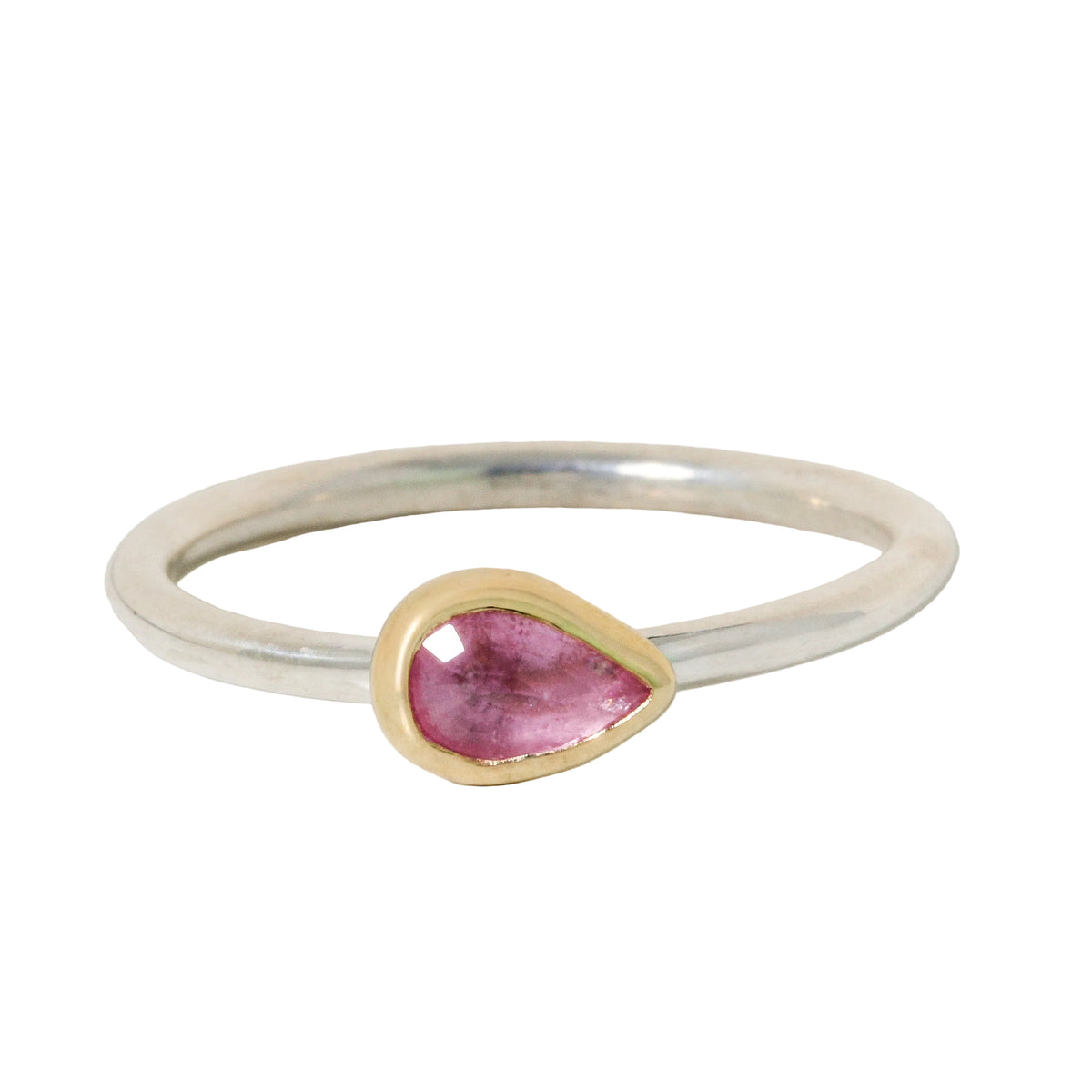 Pink Teardrop Sapphire Stacking Ring