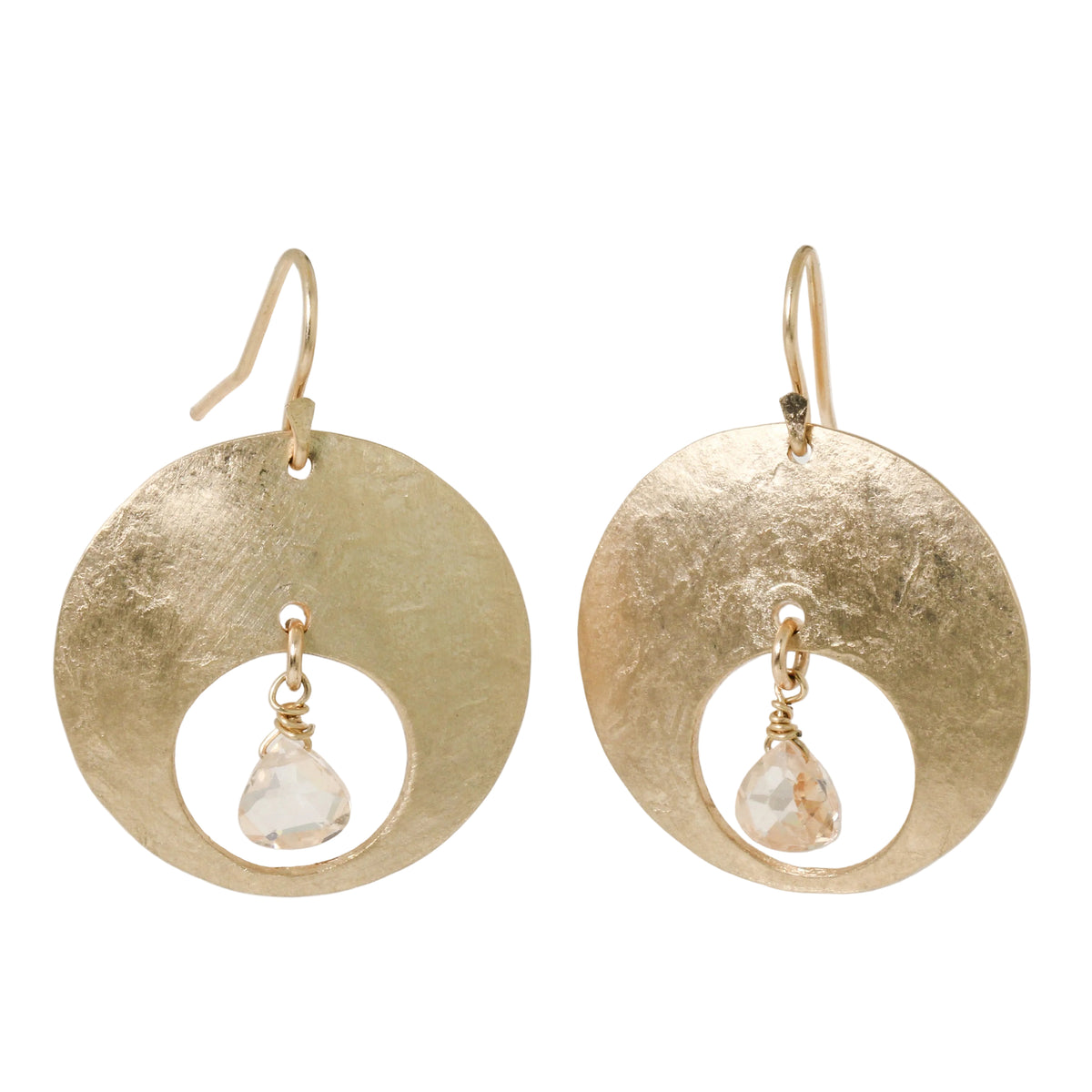 Champagne Quartz Disc Earrings