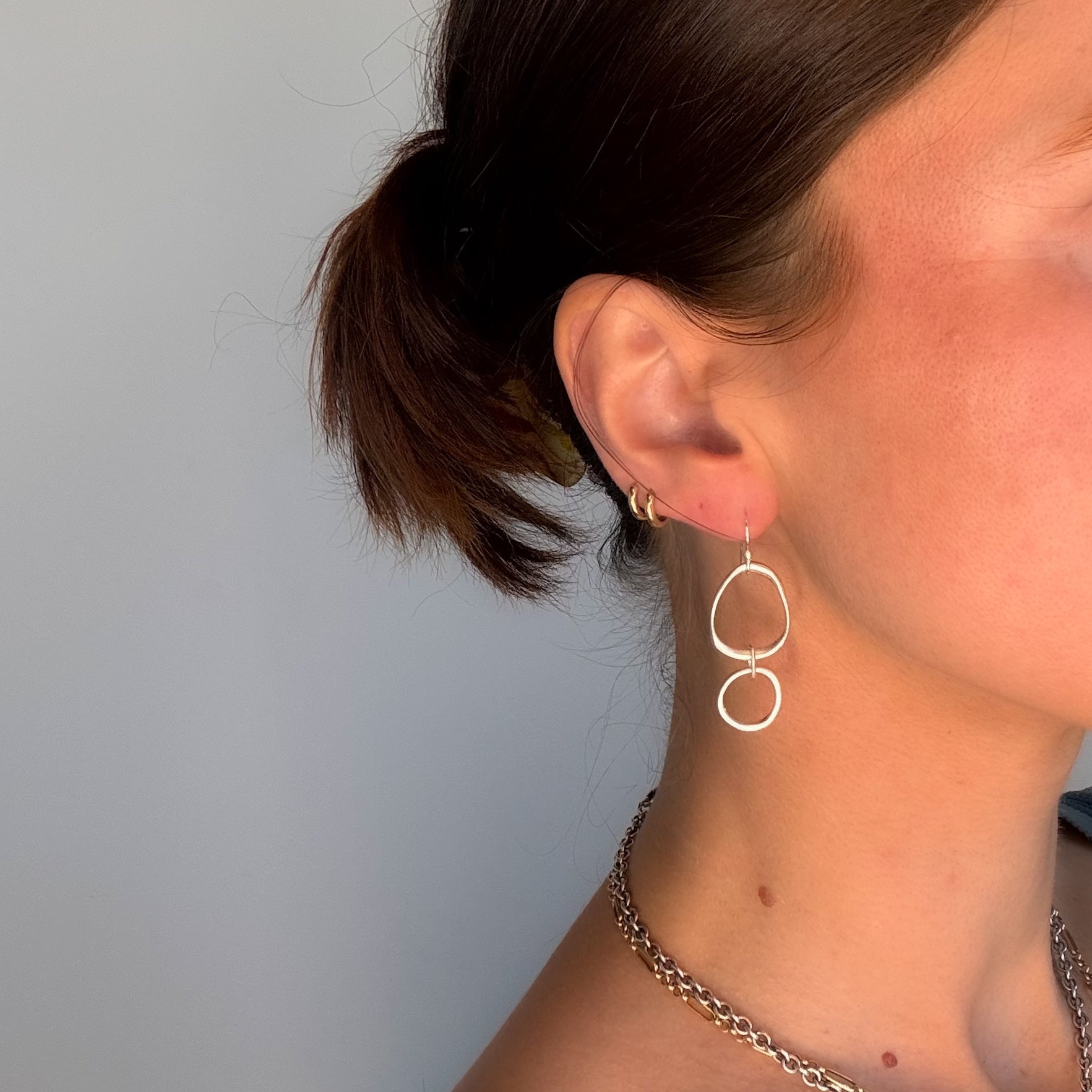 Asymmetrical Large + Small Circle Earrings
