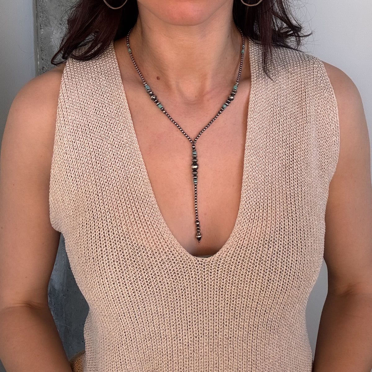 Navajo Pearl Lariat w. Turquoise Necklace