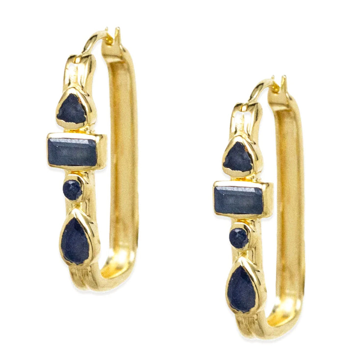 Berber Blue Sapphire Hoop Earrings