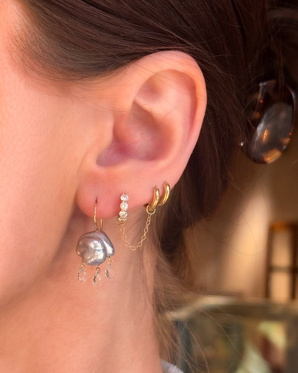 Rainy October Day Pearl Earrings