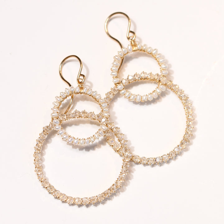 Double Loop Pearl Earrings