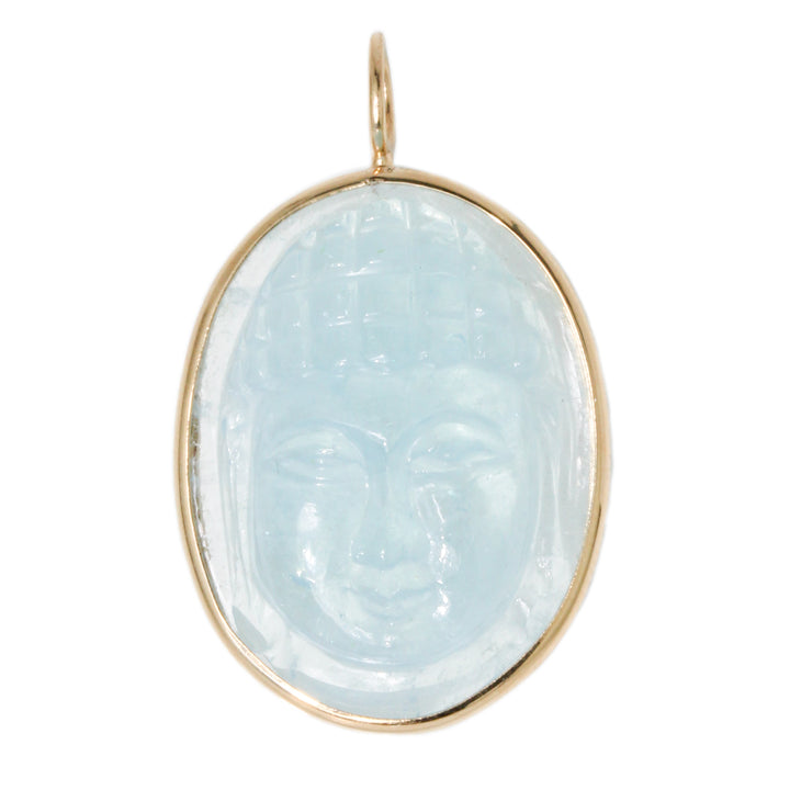 Aquamarine Carved Buddha Charm