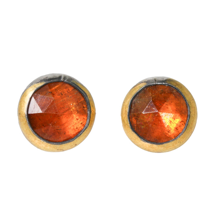 Orange Kyanite Crescent Rim Stud Earrings