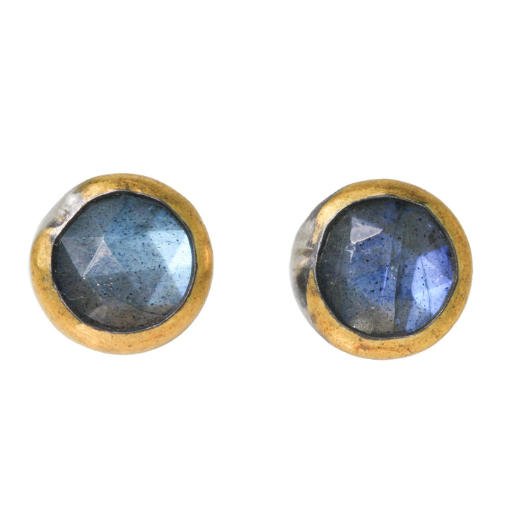 Labradorite Crescent Rim Stud Earrings