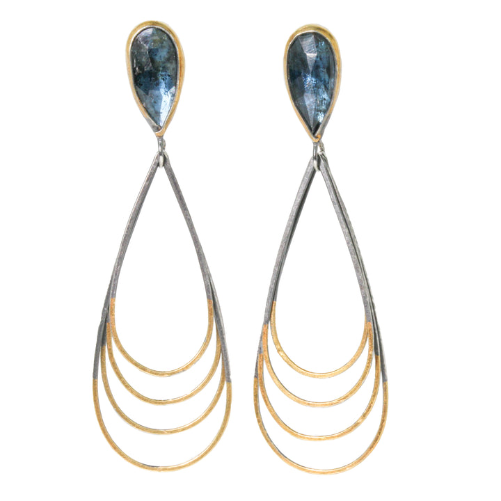 Kyanite Teardrop Ripple Earrings