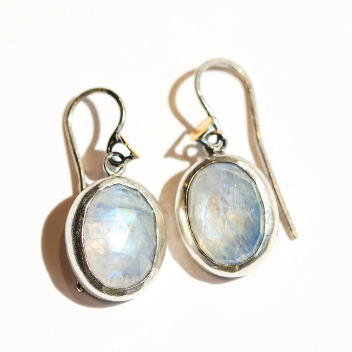 Oval Rainbow Moonstone Earrings