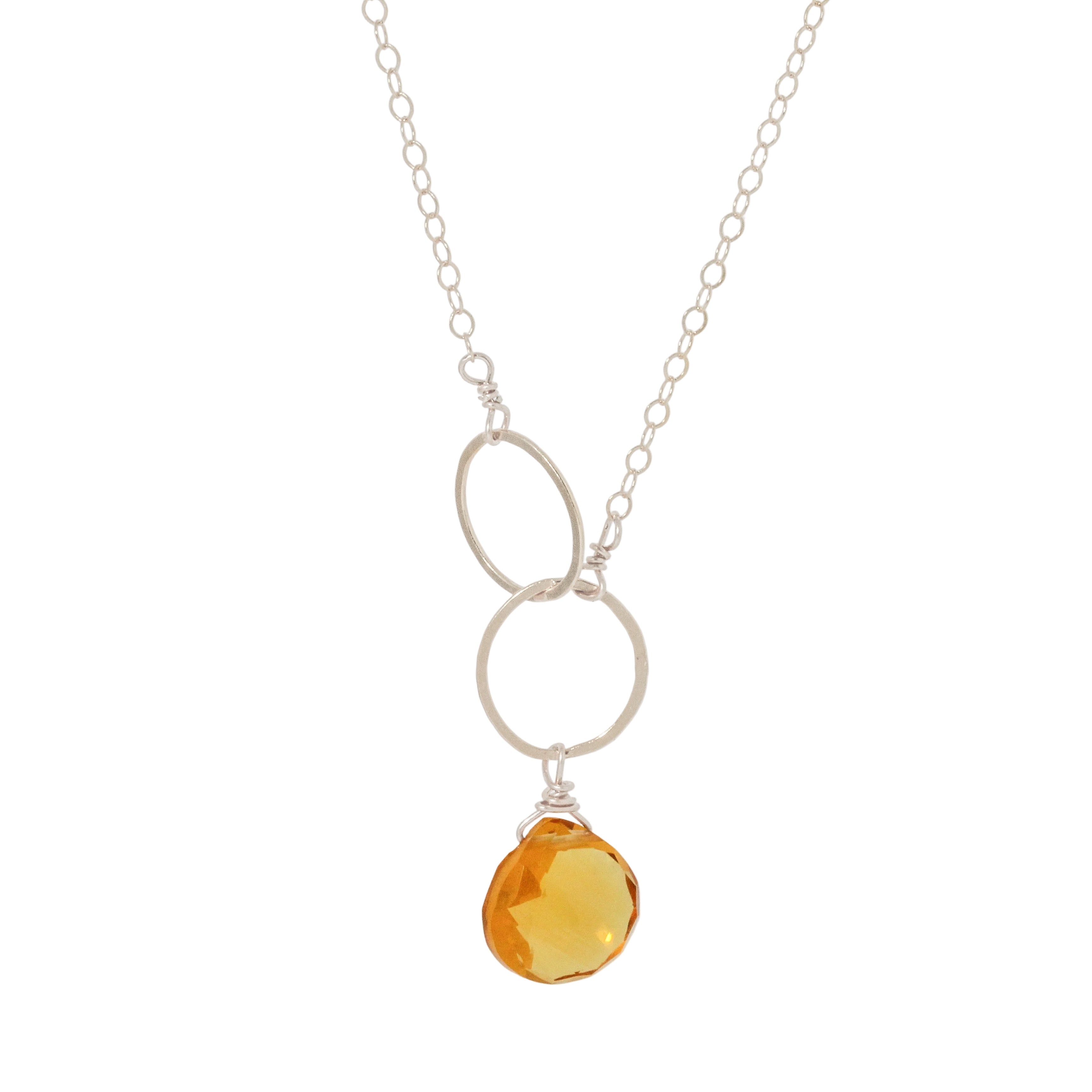 Citrine Double Circle Drop Necklace