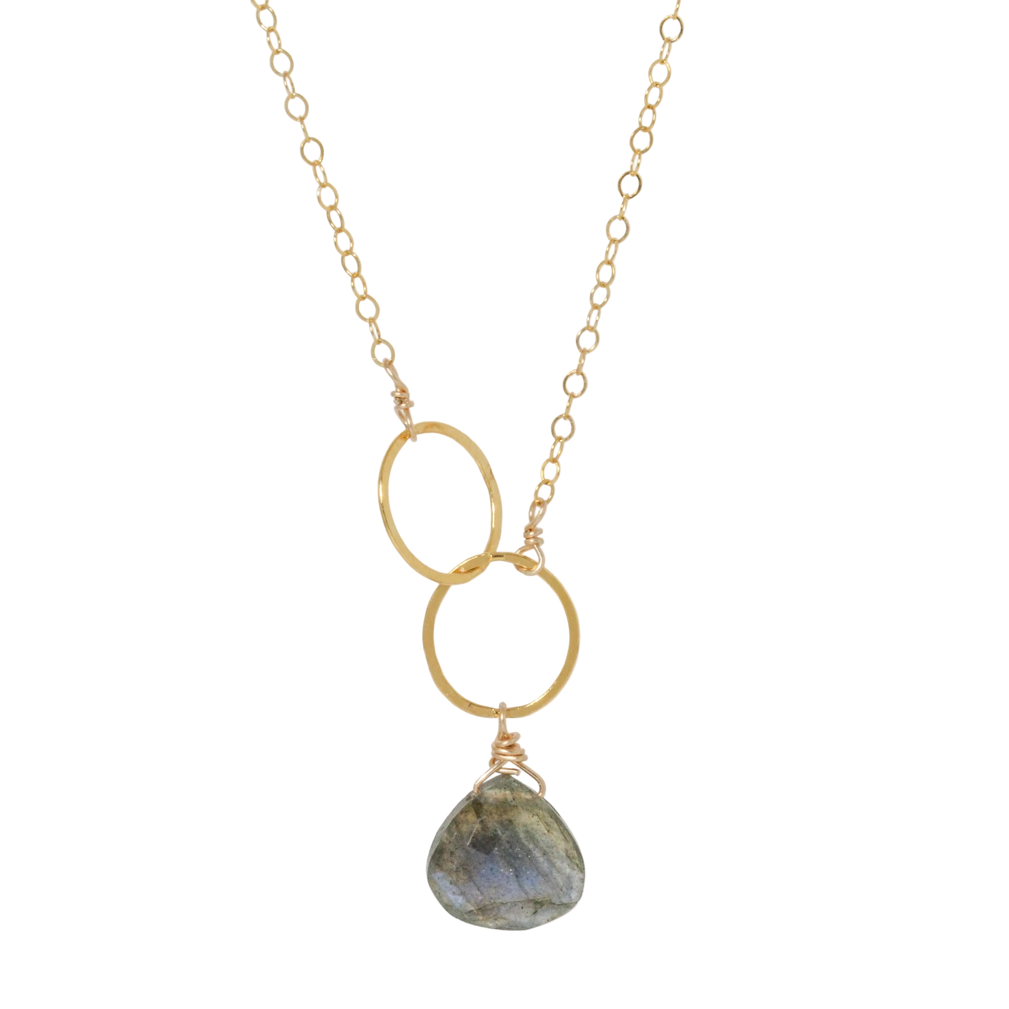 Labradorite Double Circle Drop Necklace