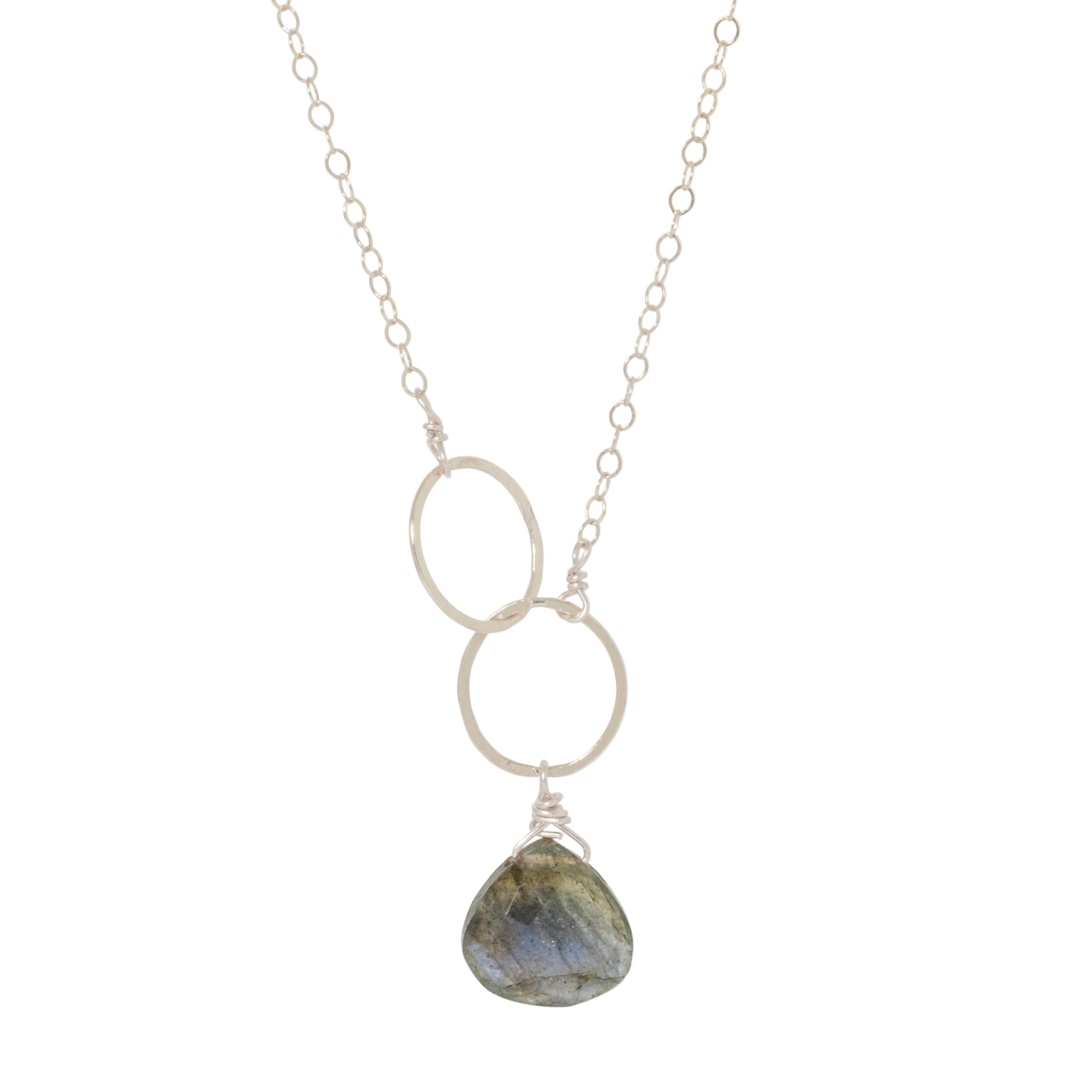 Labradorite Double Circle Drop Necklace