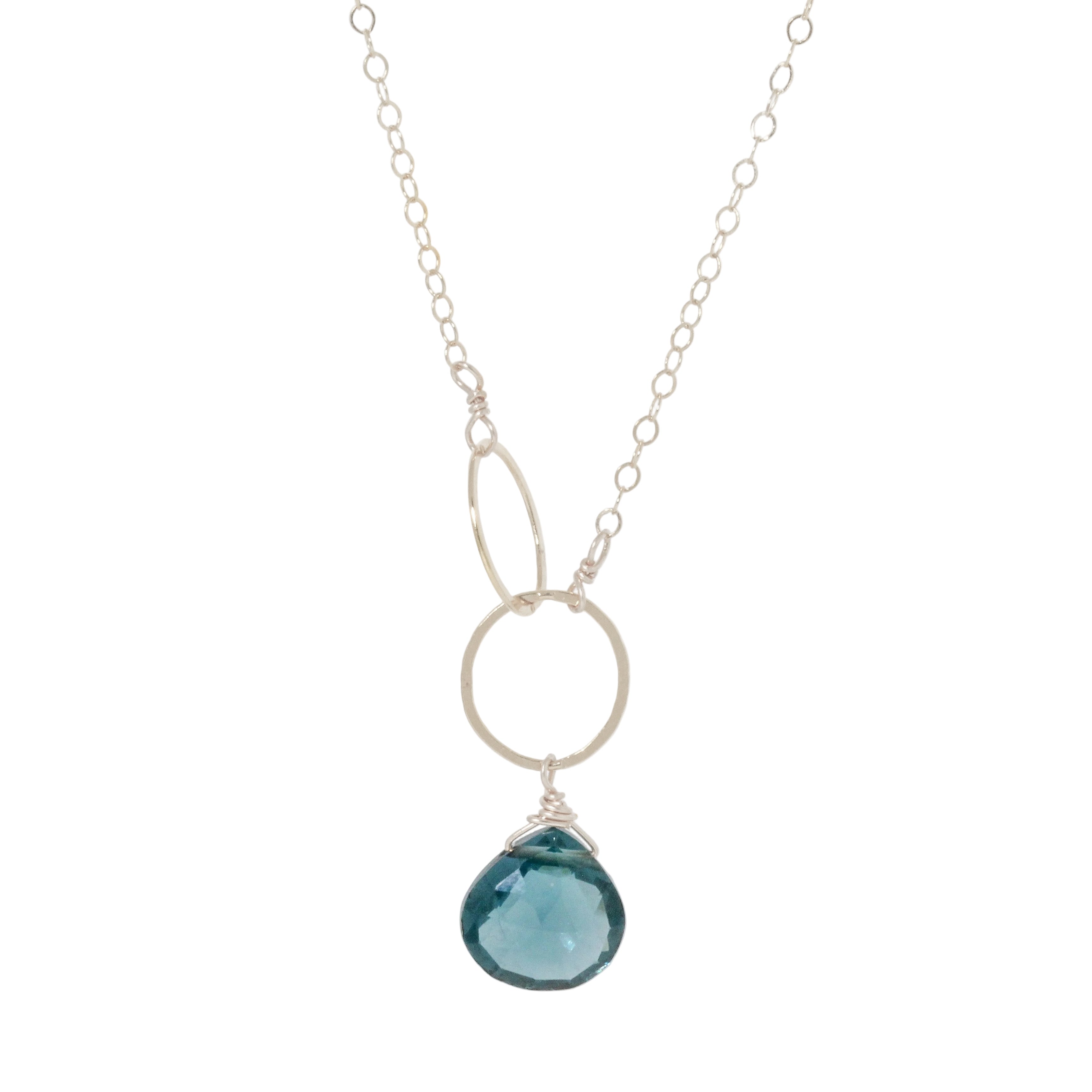 London Blue Topaz Double Circle Drop Necklace