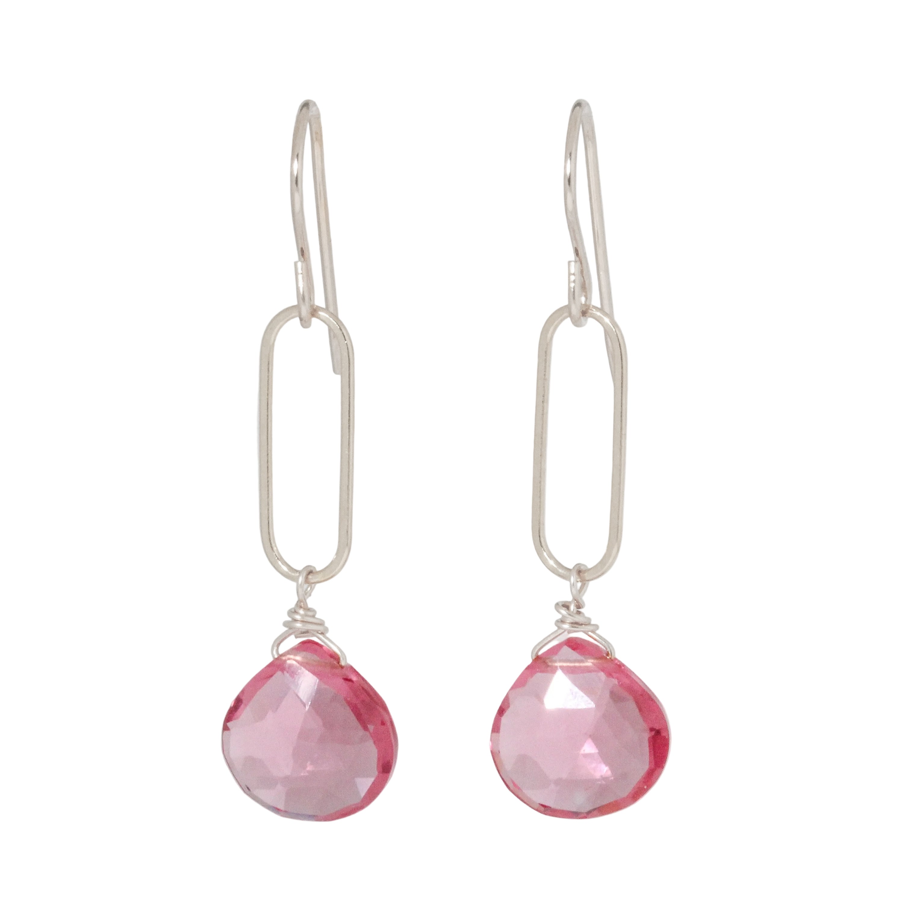 Pink Quartz Link Earrings