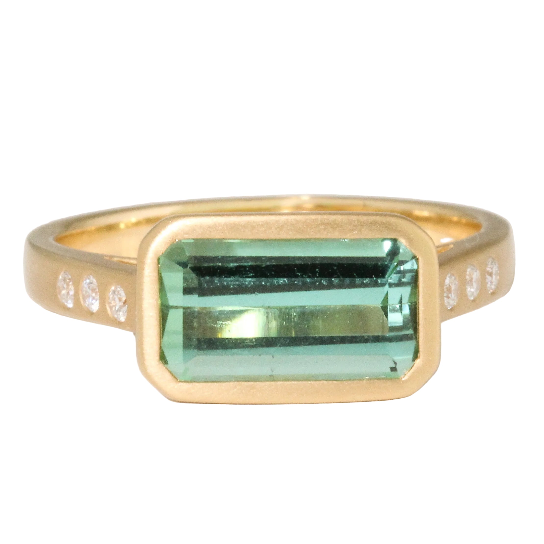 Emerald Cut Mint Tourmaline Ring