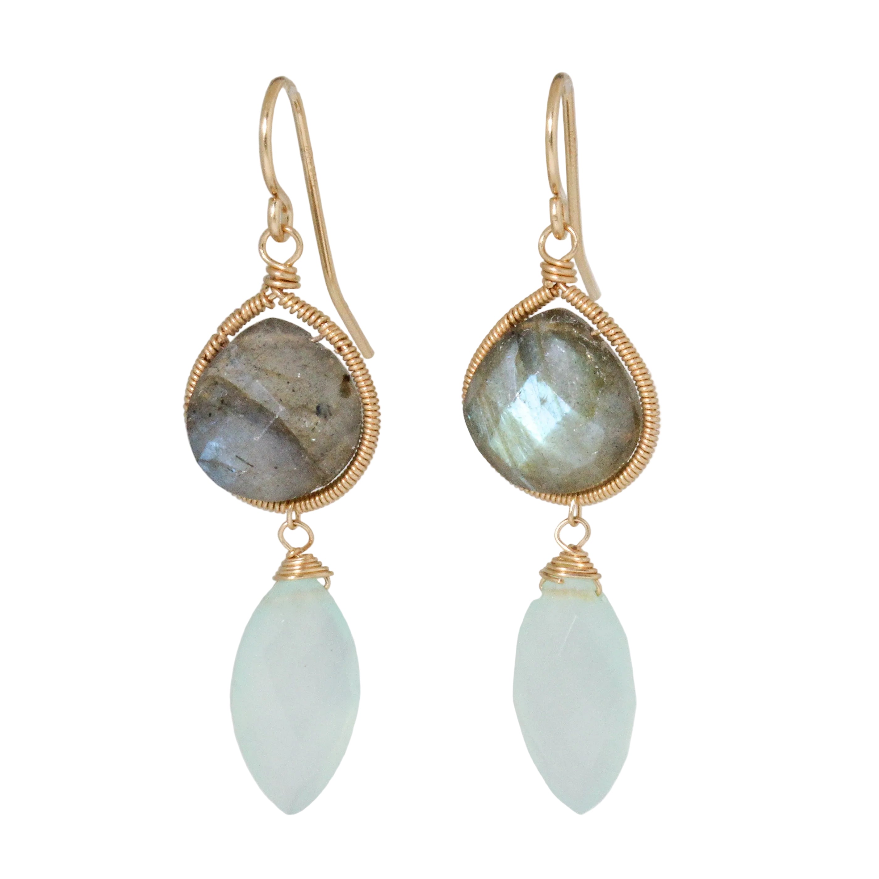 Aqua Chalcedony and Labradorite Earrings