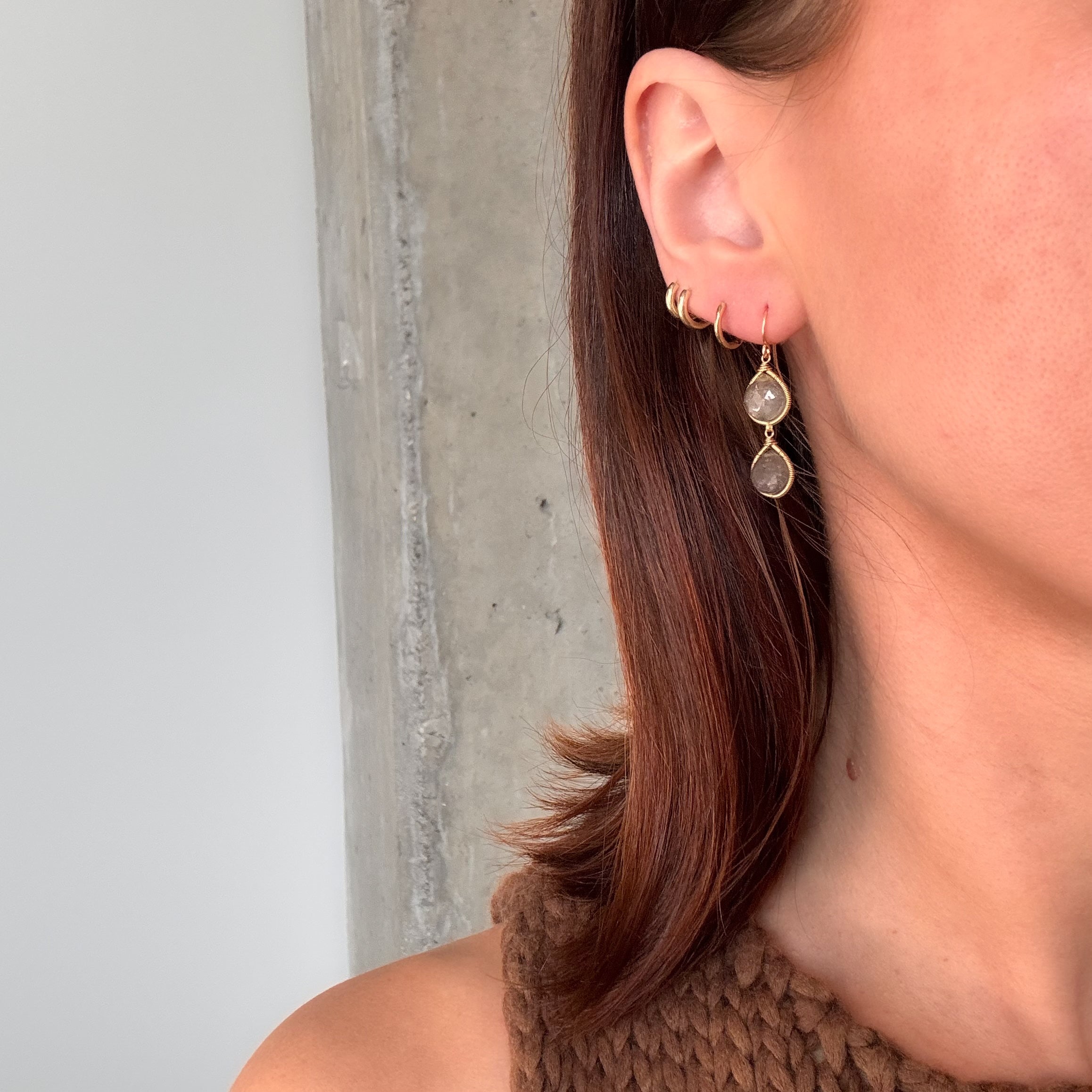 Double Labradorite Drop Earrings