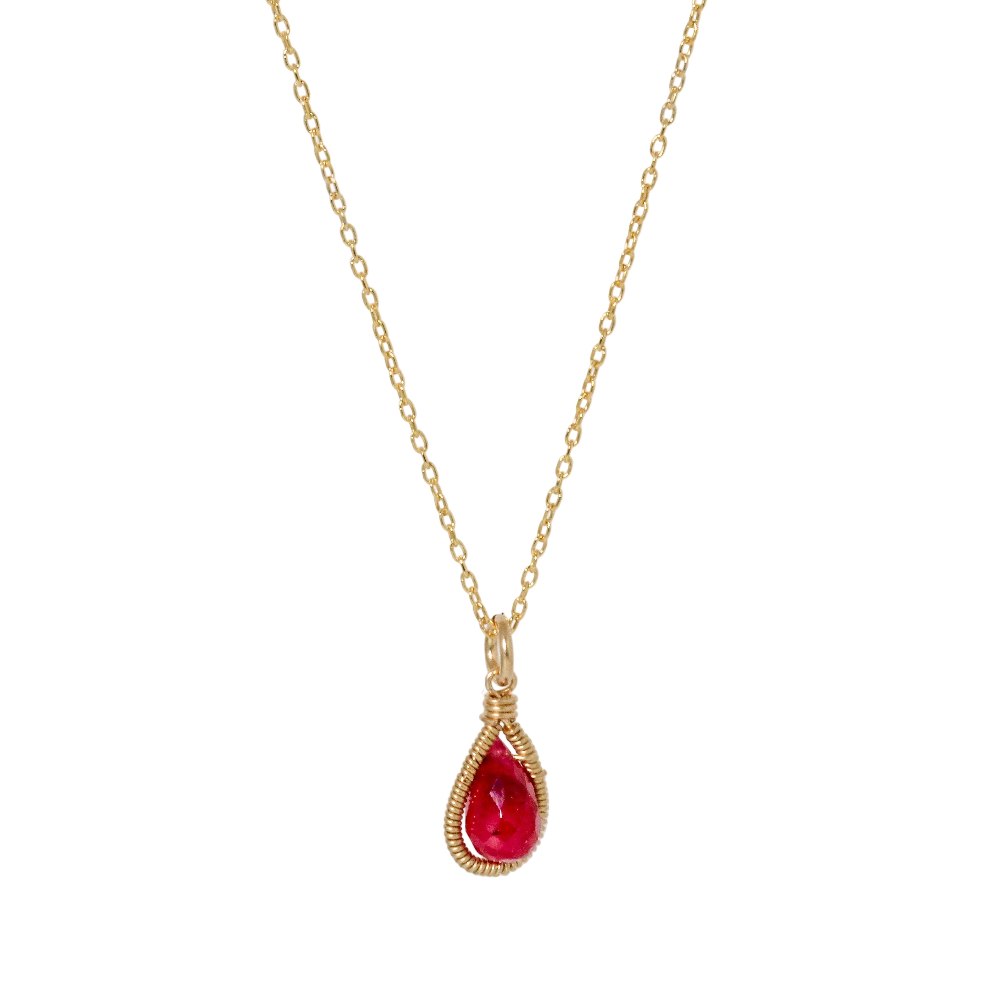 Petite Teardrop Ruby Necklace