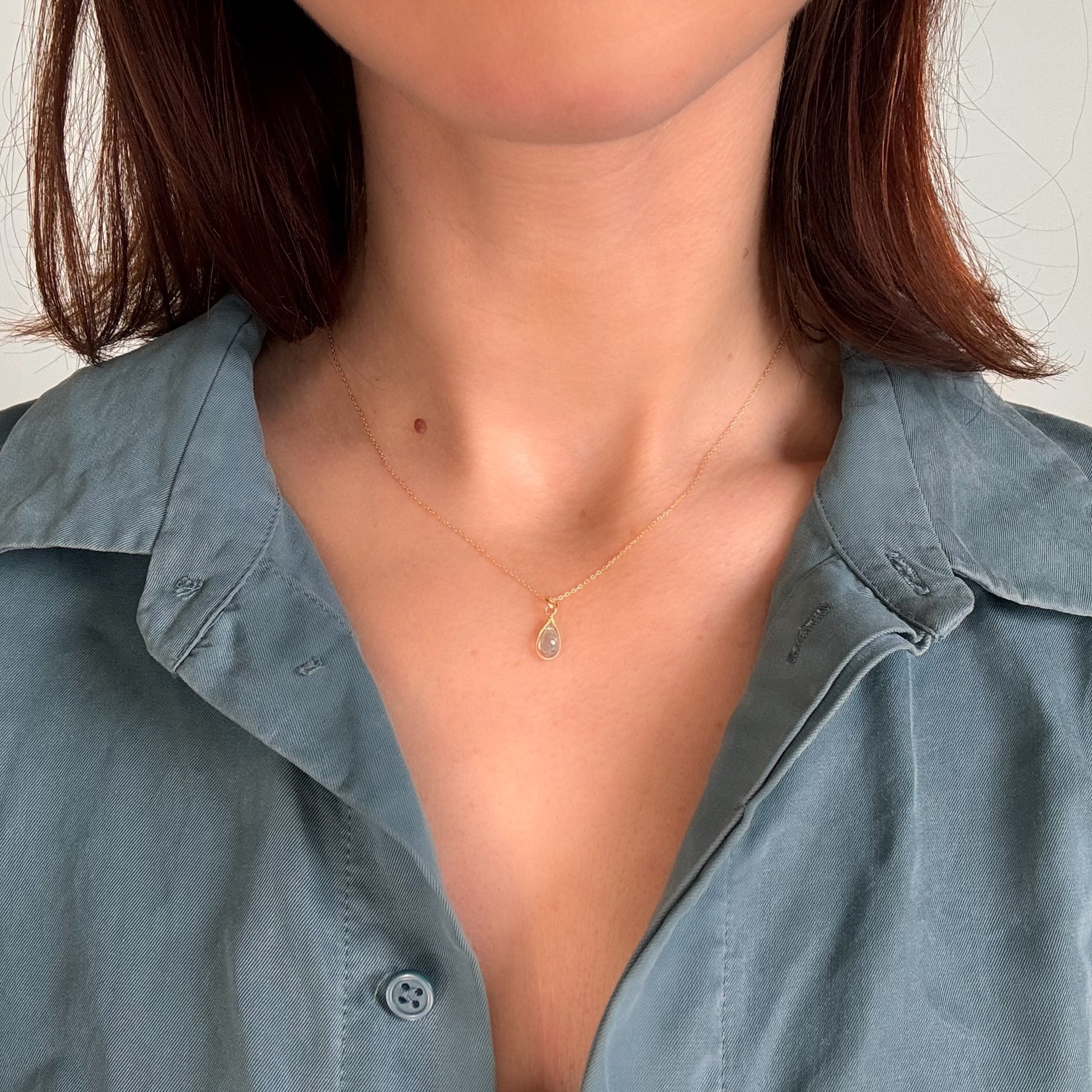 Petite Teardrop Garnet Necklace