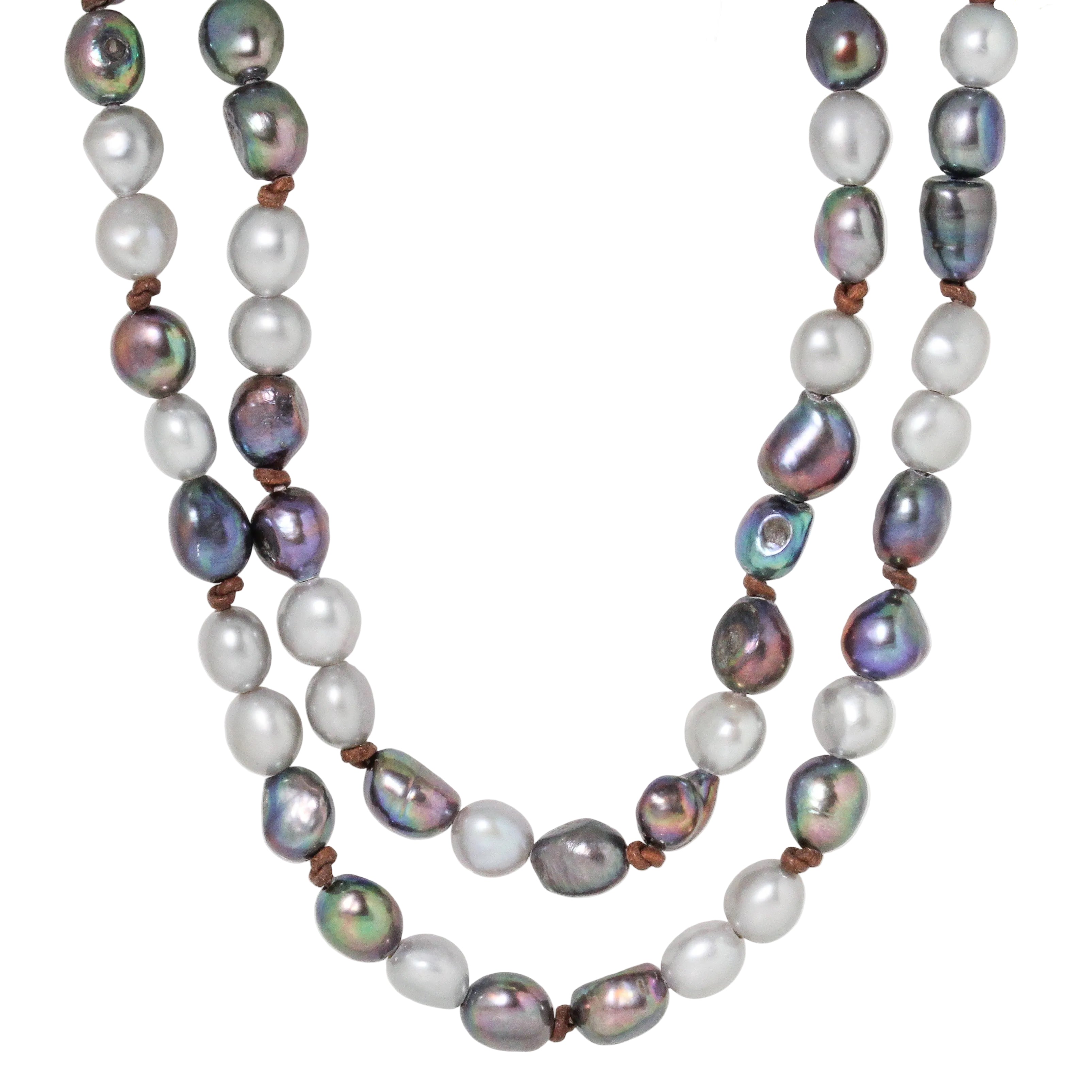 Nicola Knotted Dark Pearl Necklace
