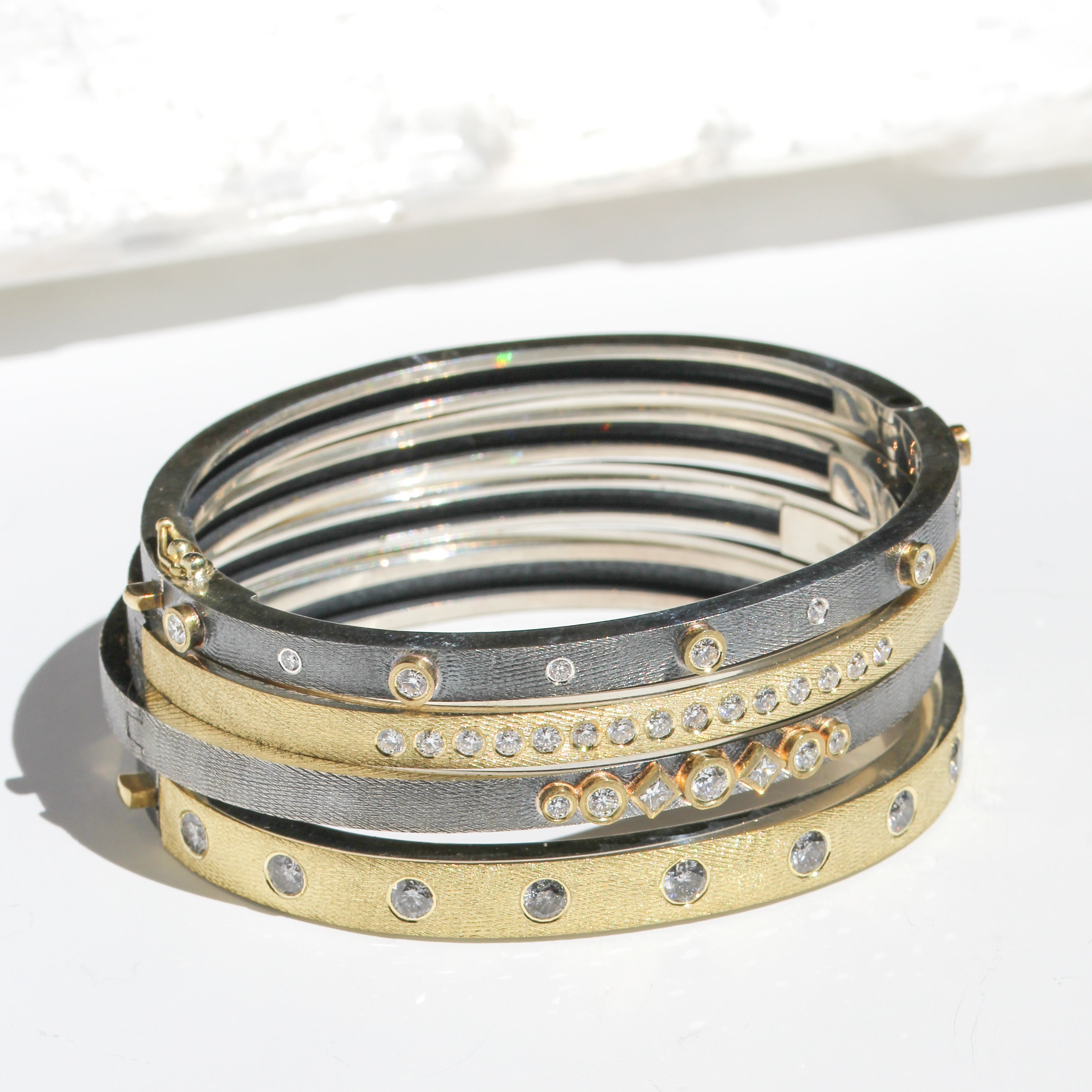 Gold Nine Plus Salt & Pepper Diamond 6mm Bracelet
