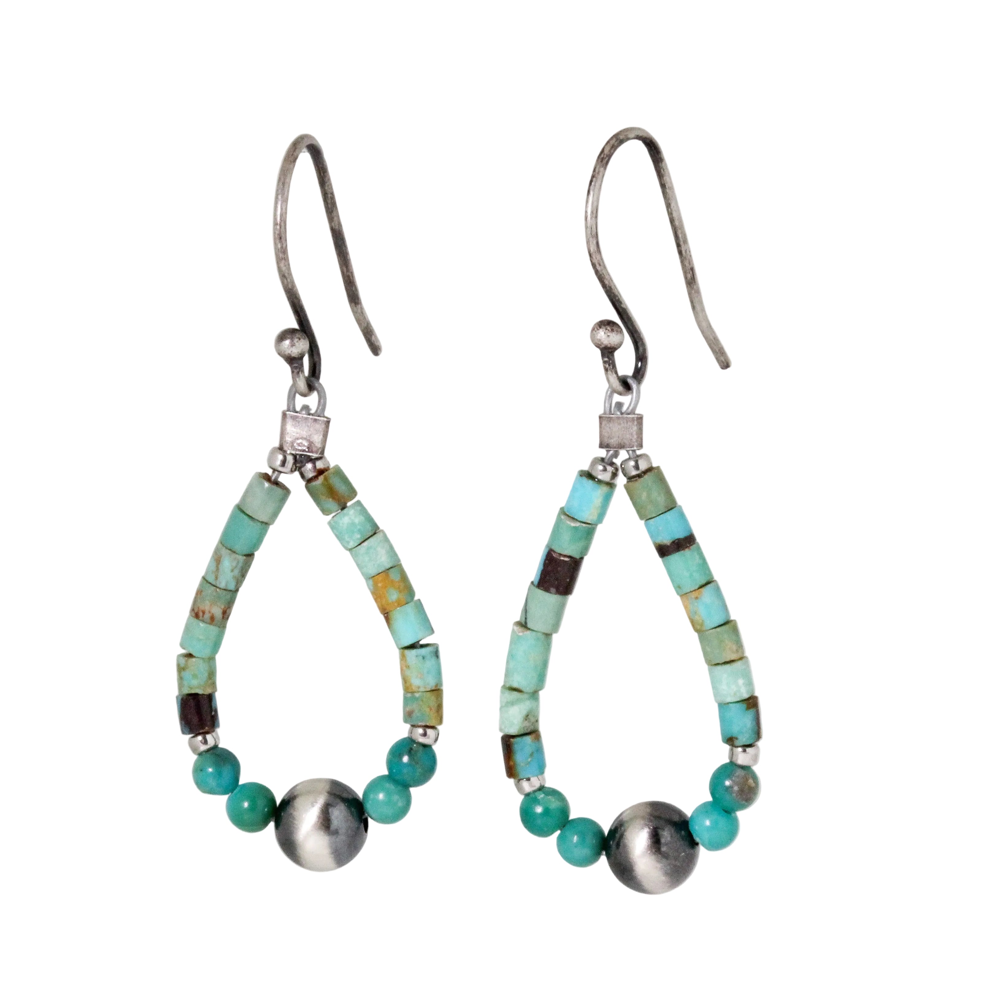Small Heishi Green Turquoise Earrings
