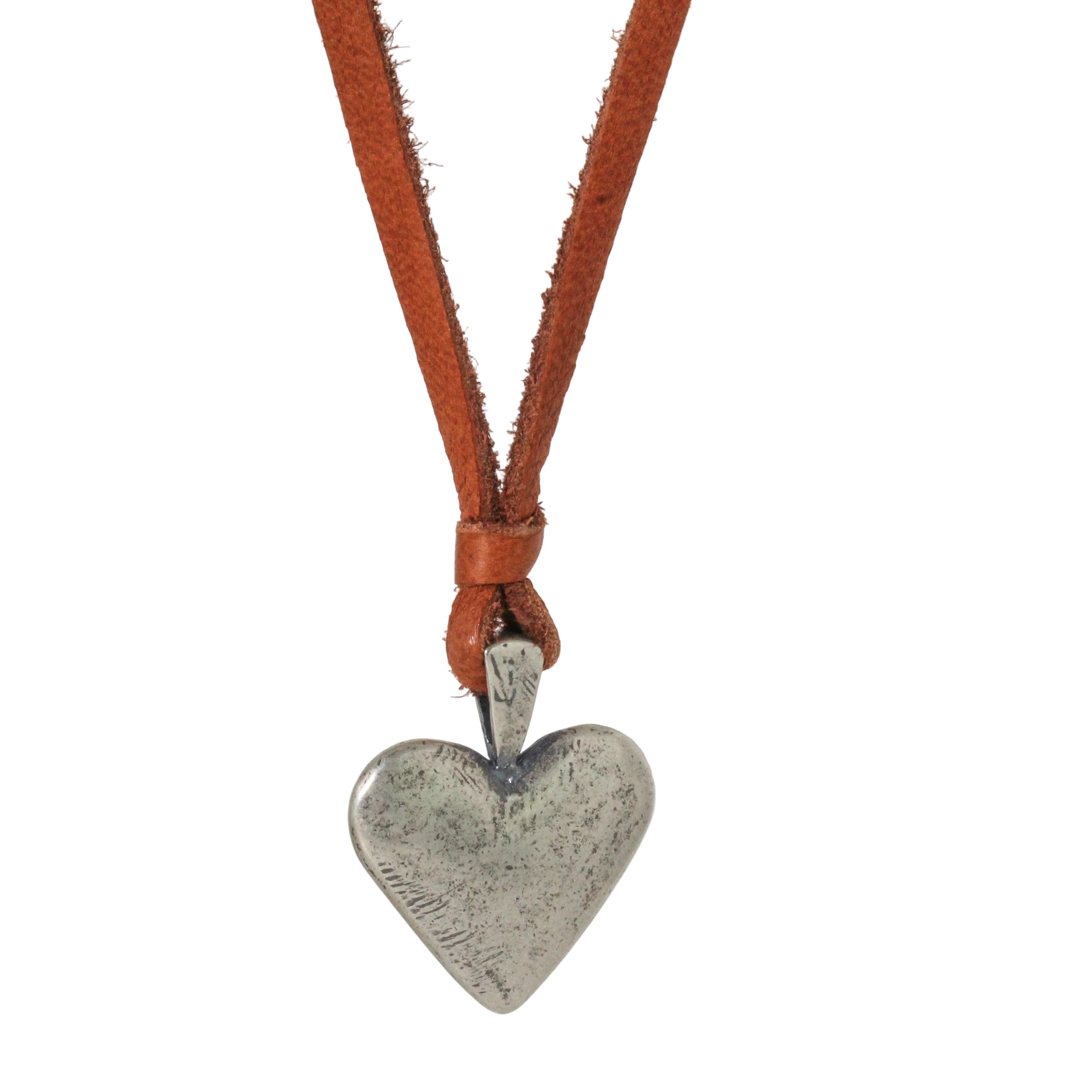 Sterling + Leather Heart Necklace