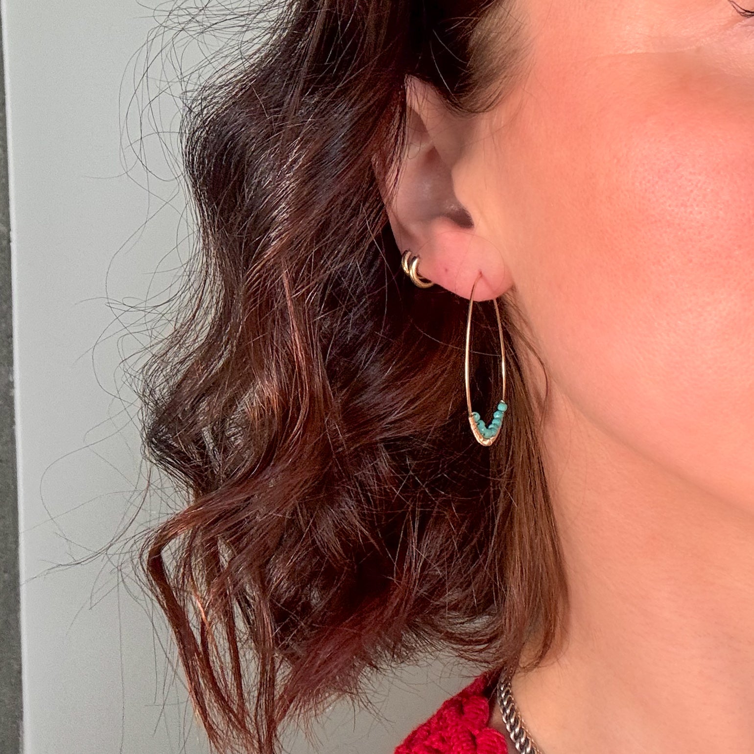 Turquoise Bead Hoop Earrings