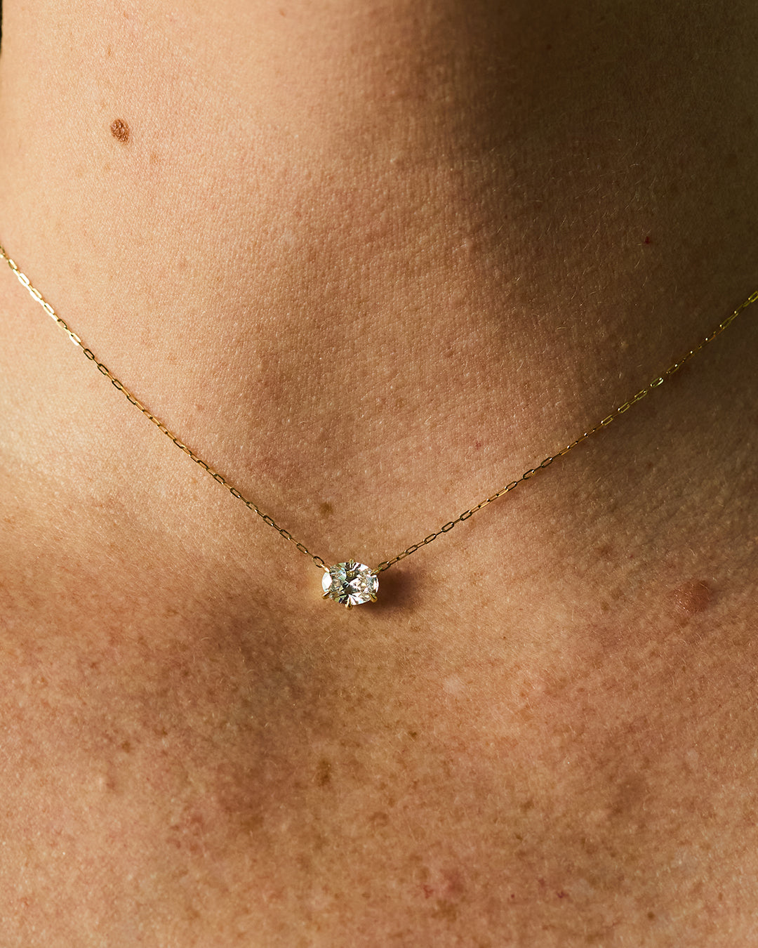 Oval Diamond Pendant Necklace