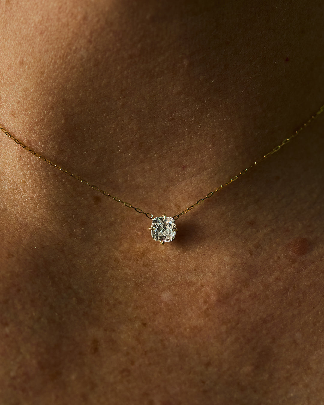 Cushion Diamond Pendant Necklace