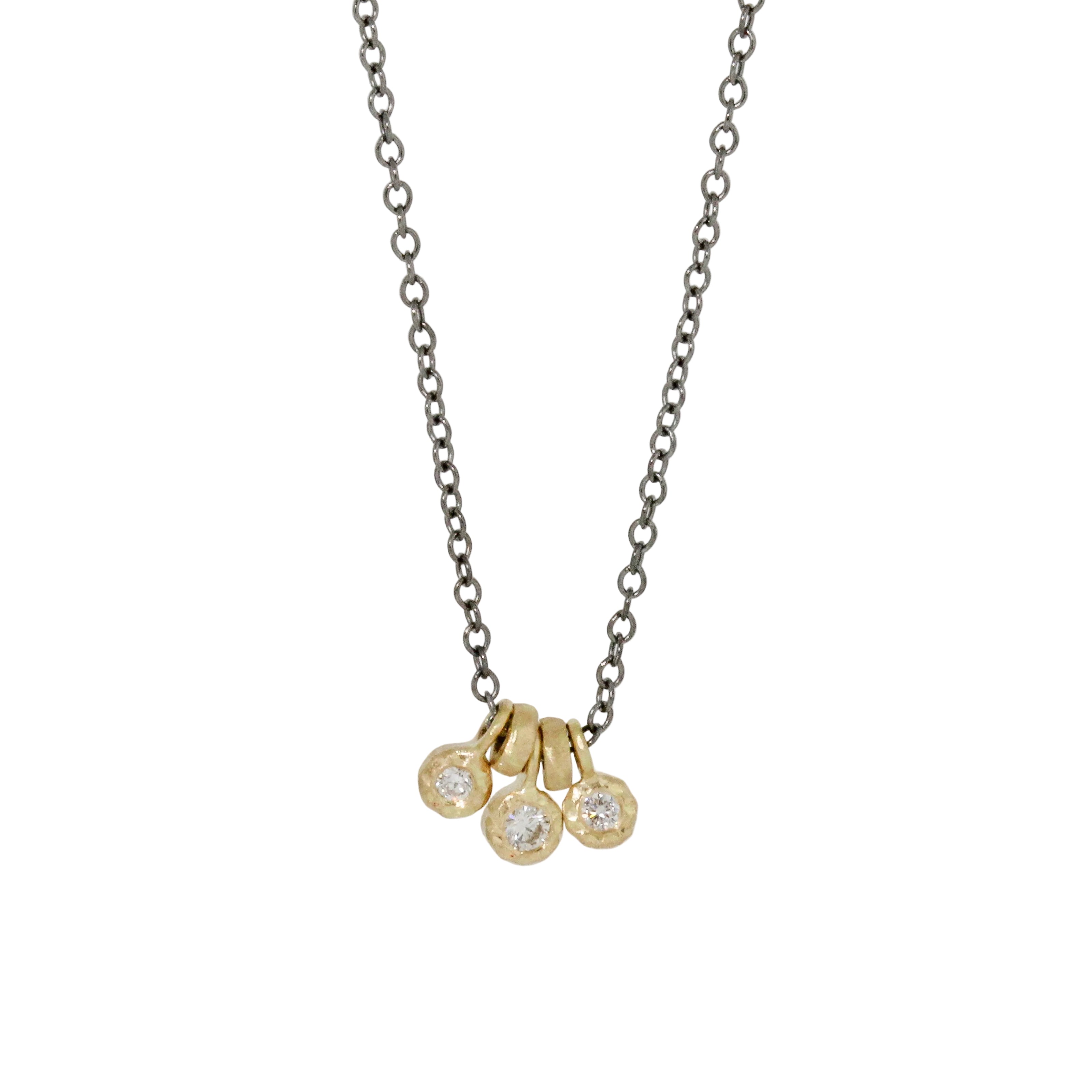 3 Bezel Diamond Drop Necklace