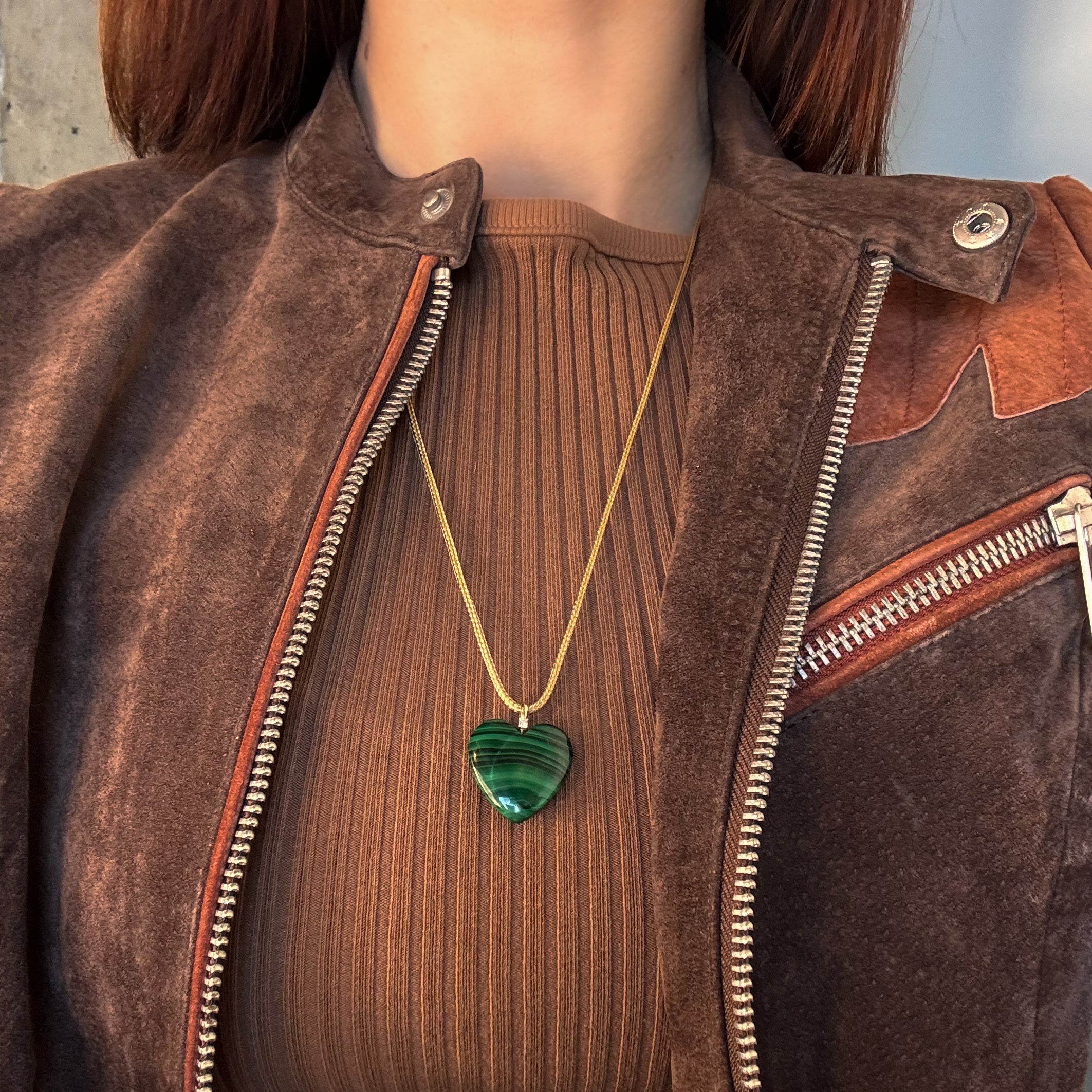 Malachite Heart Charm Necklace-Zoë Chicco